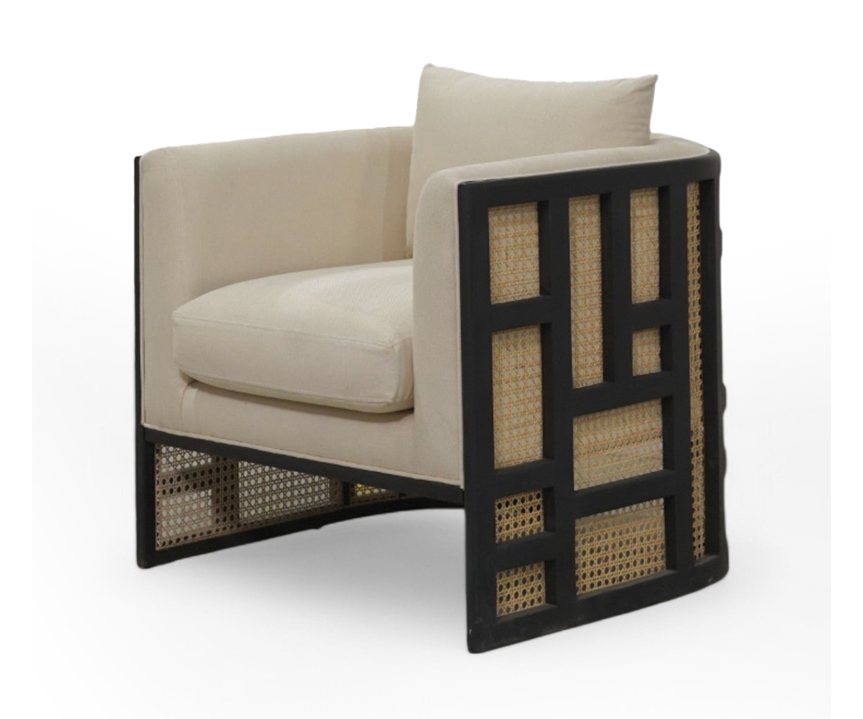 Dual Layer Cane & Linen Arm Sofa Chair