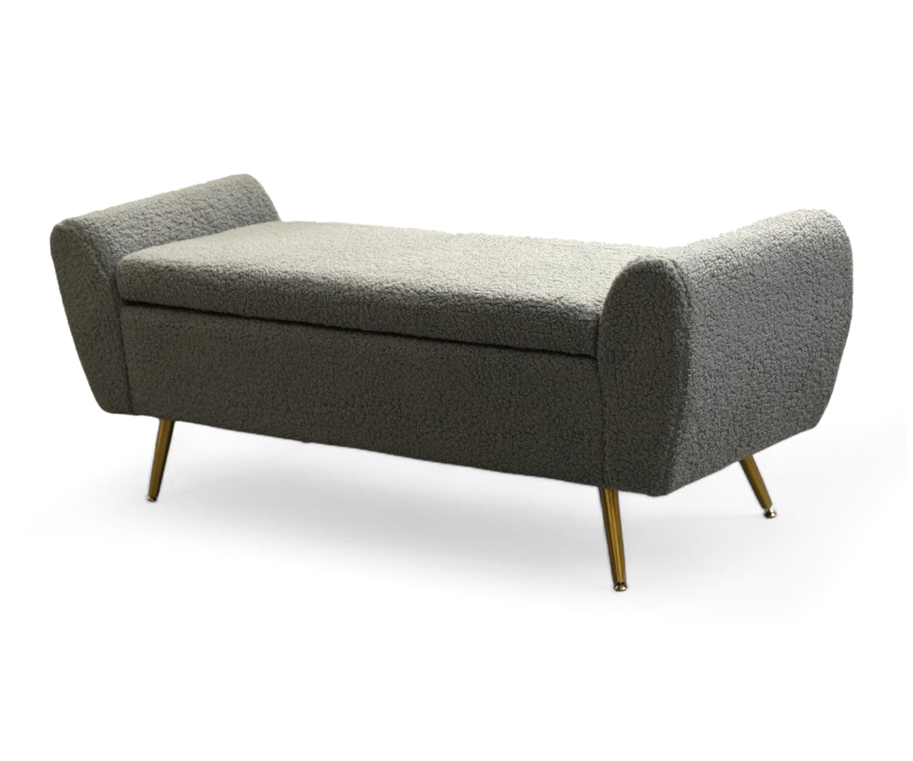 Graphite Barcarolle Bouclé Bench with Storage