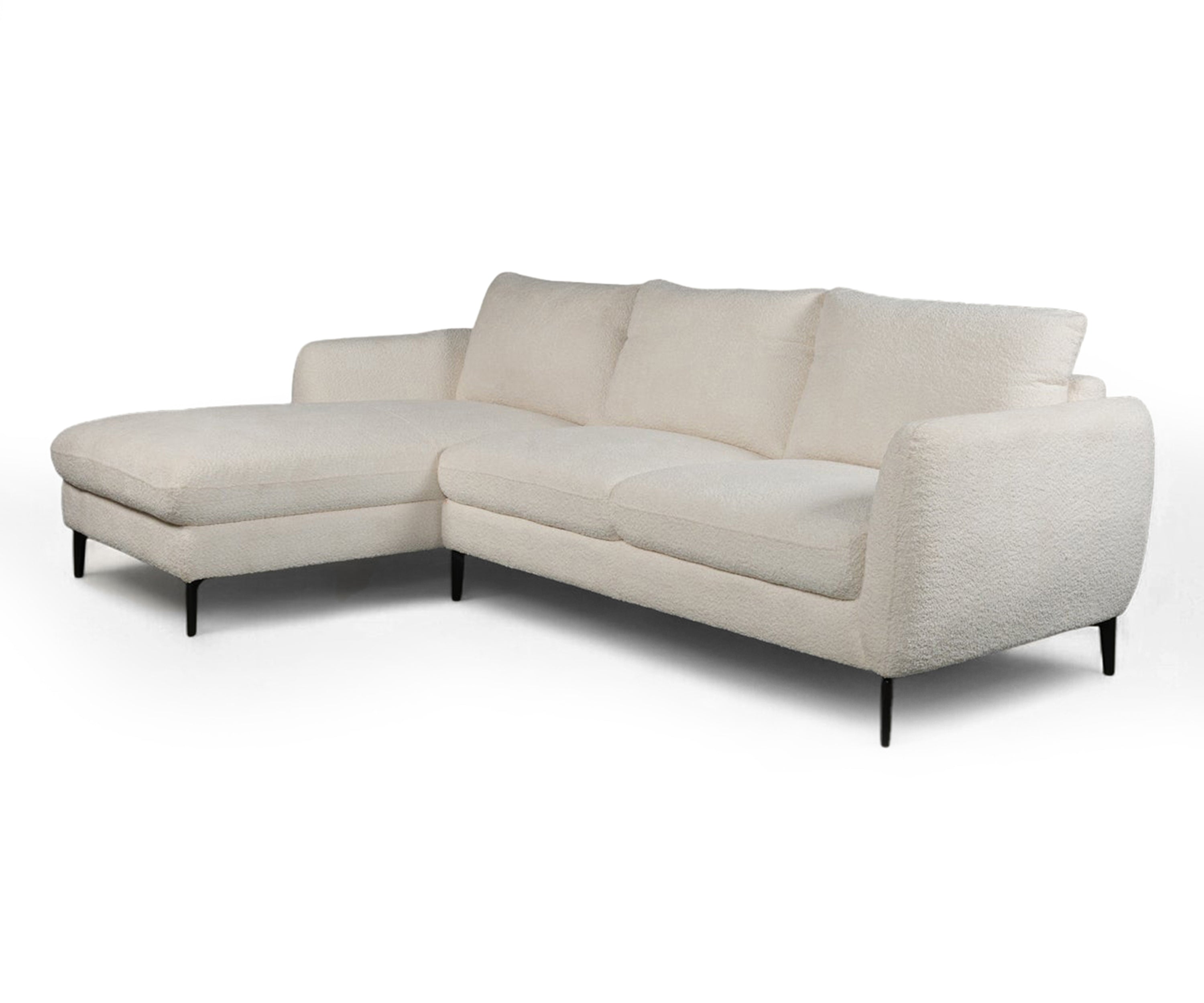Modern Cream Bouclé Left Sectional Sofa