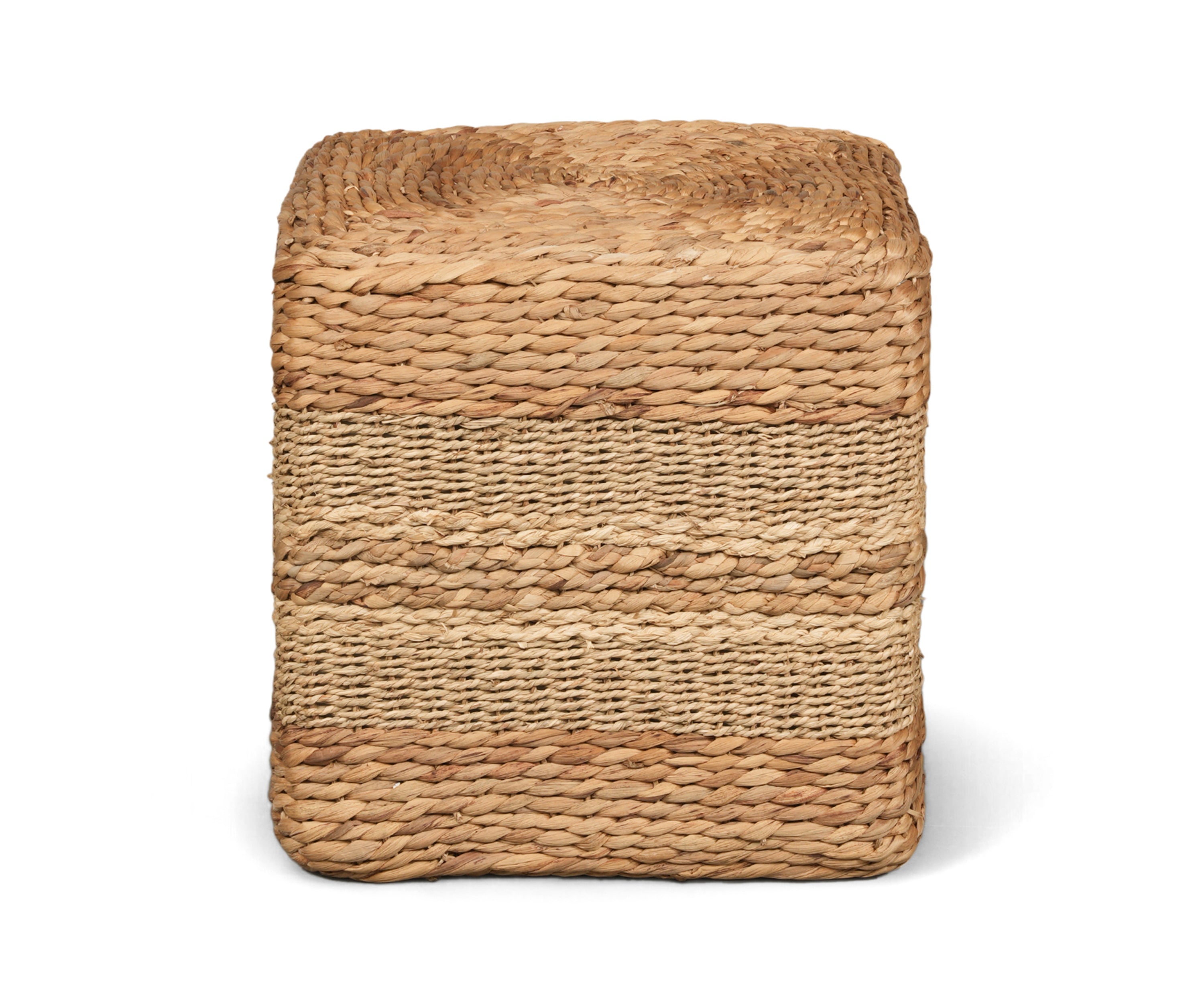 Square Braided Natural Fiber Pouf