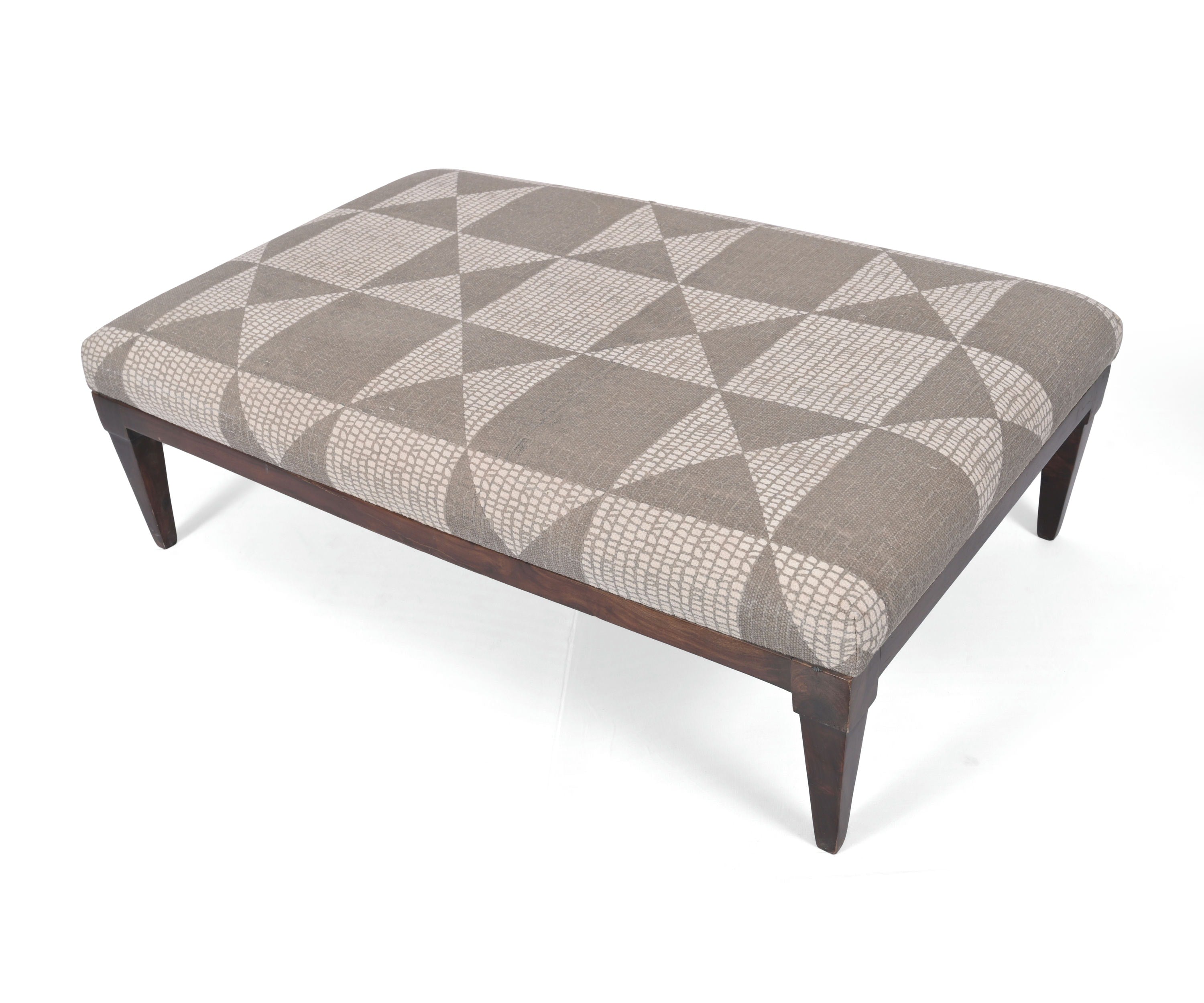 Geometric Printed Wooden Ottoman