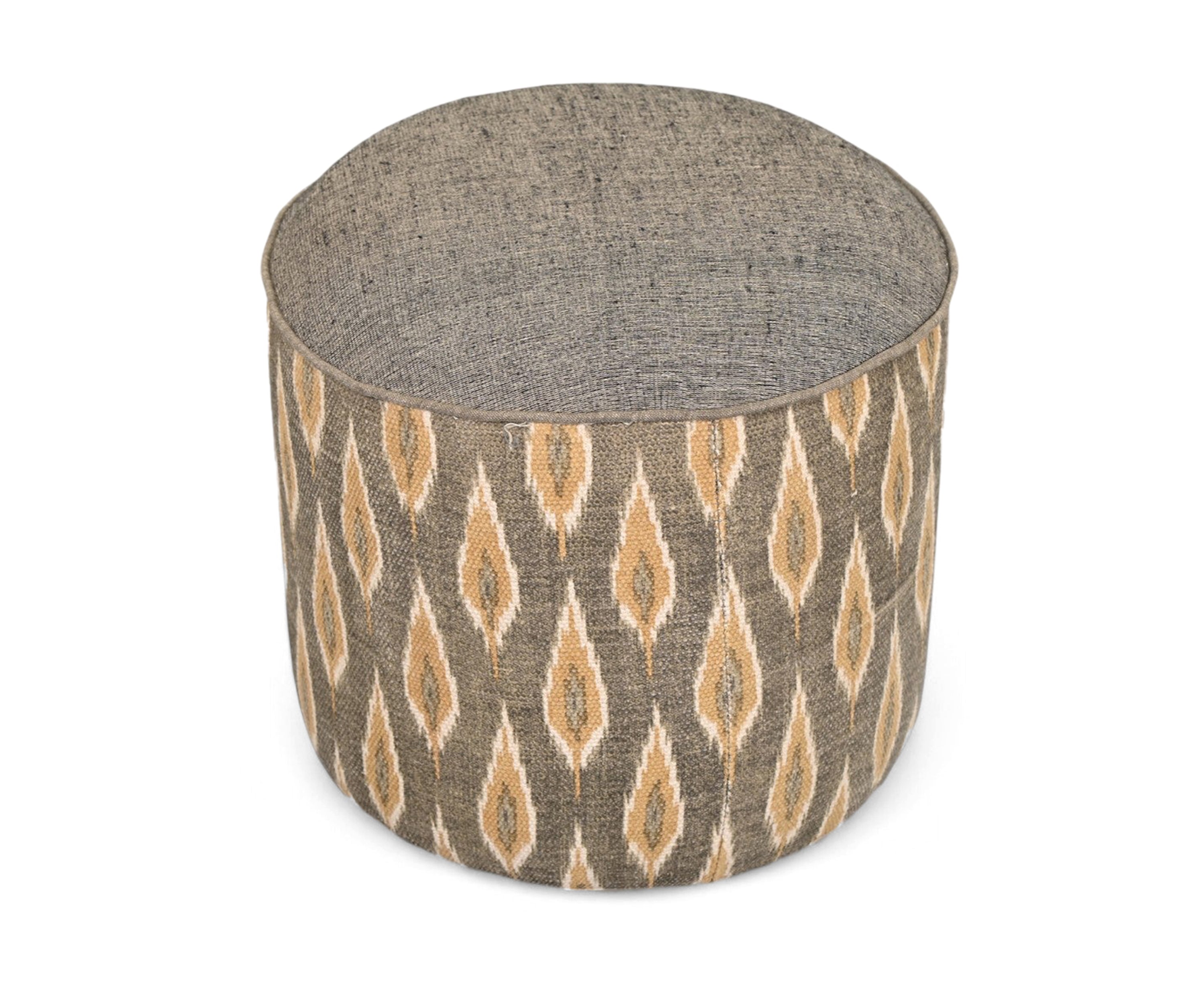 Round Handwoven Dhurrie Pouf
