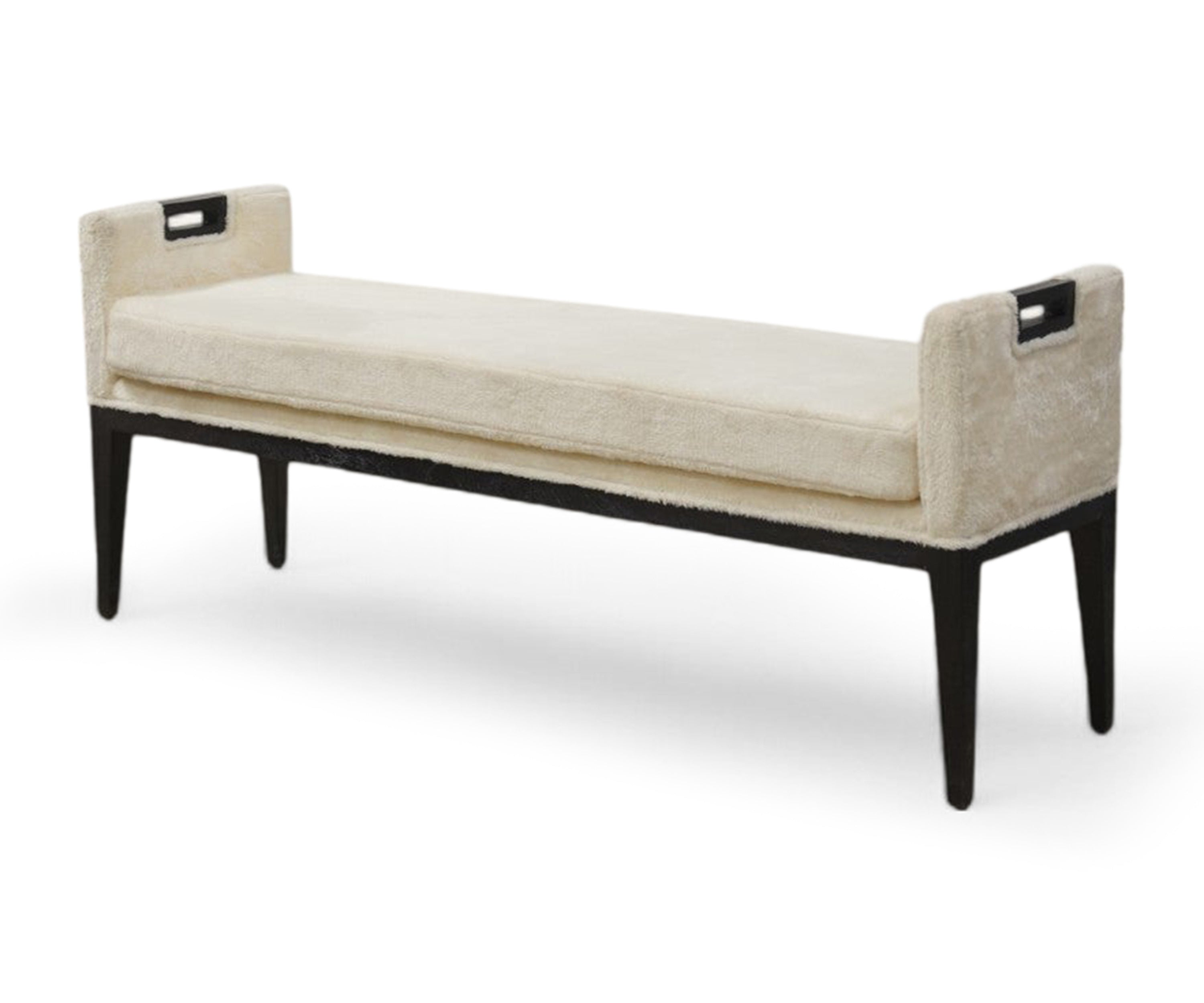Contemporary Bouclé Bench with Cut-Out Handles