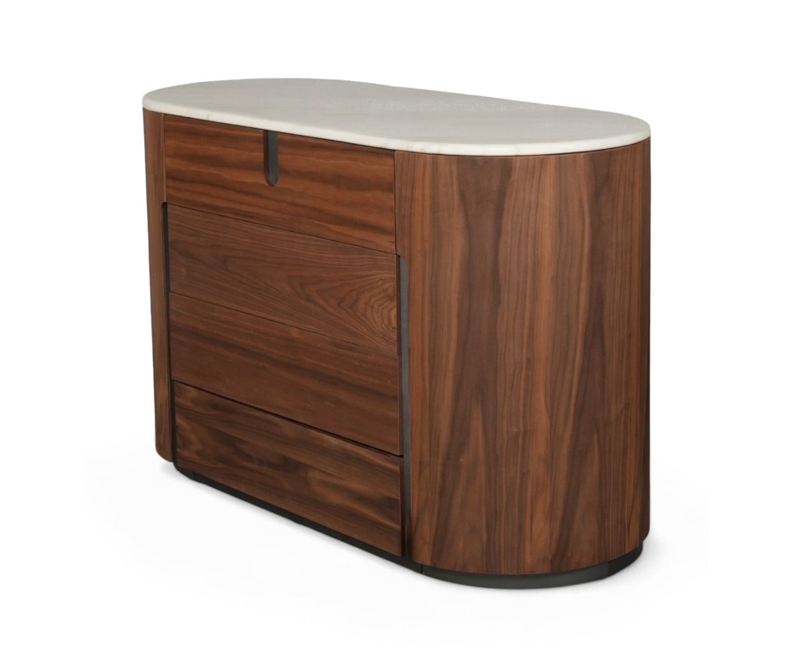 Oval Walnut Sideboard with Marble Top