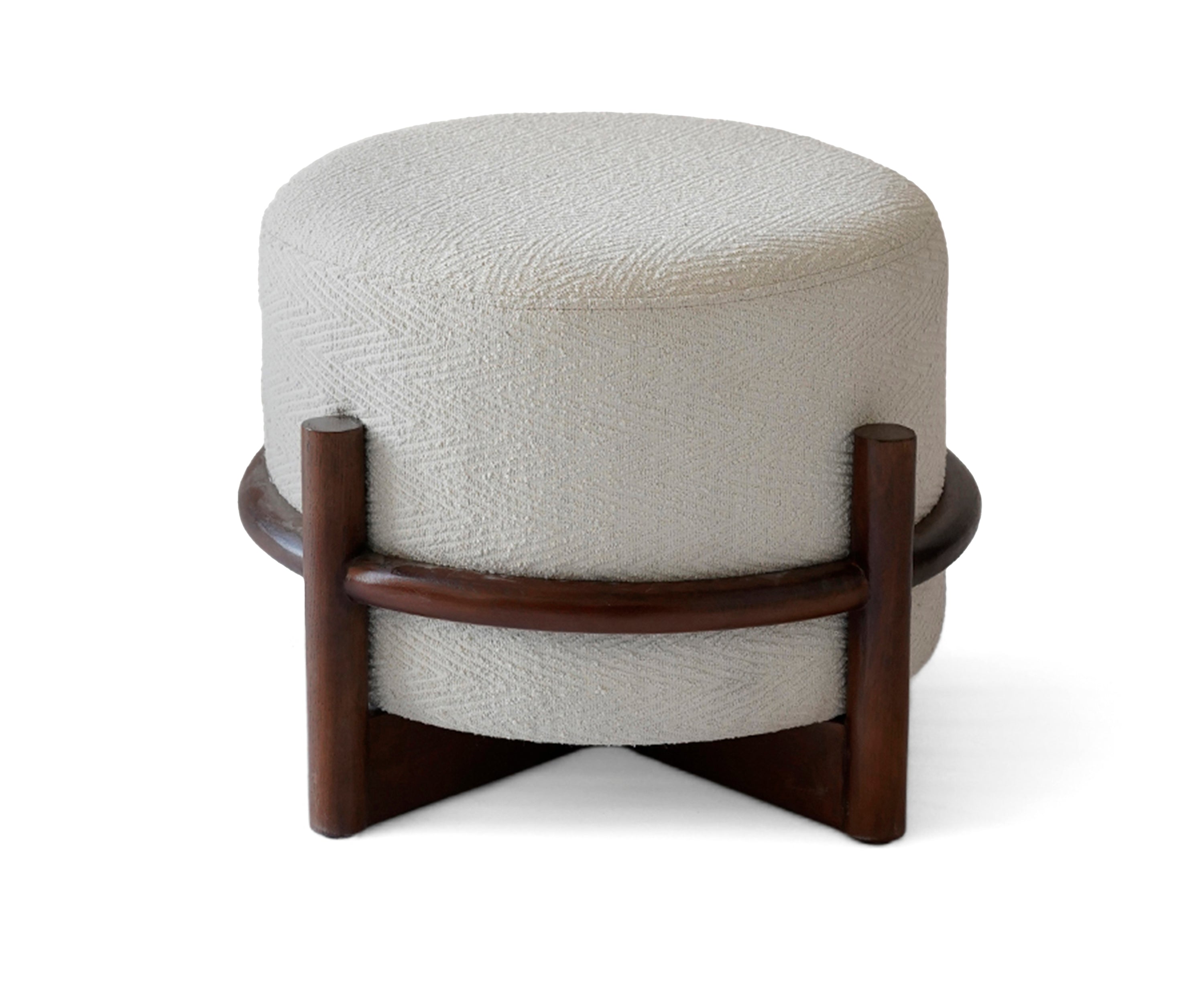 Round Wooden Poufy Stool