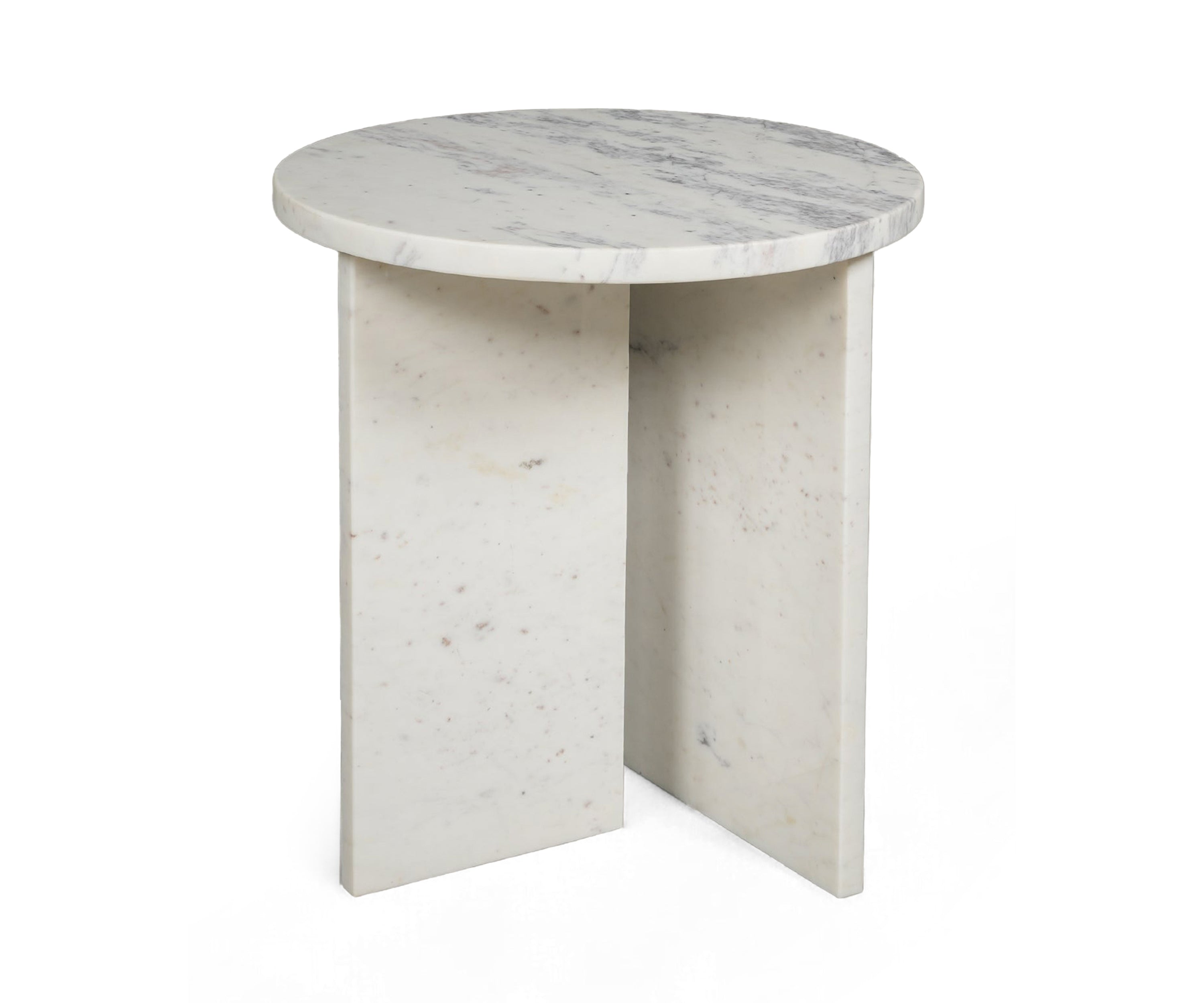 Minimalist White Marble Accent Table