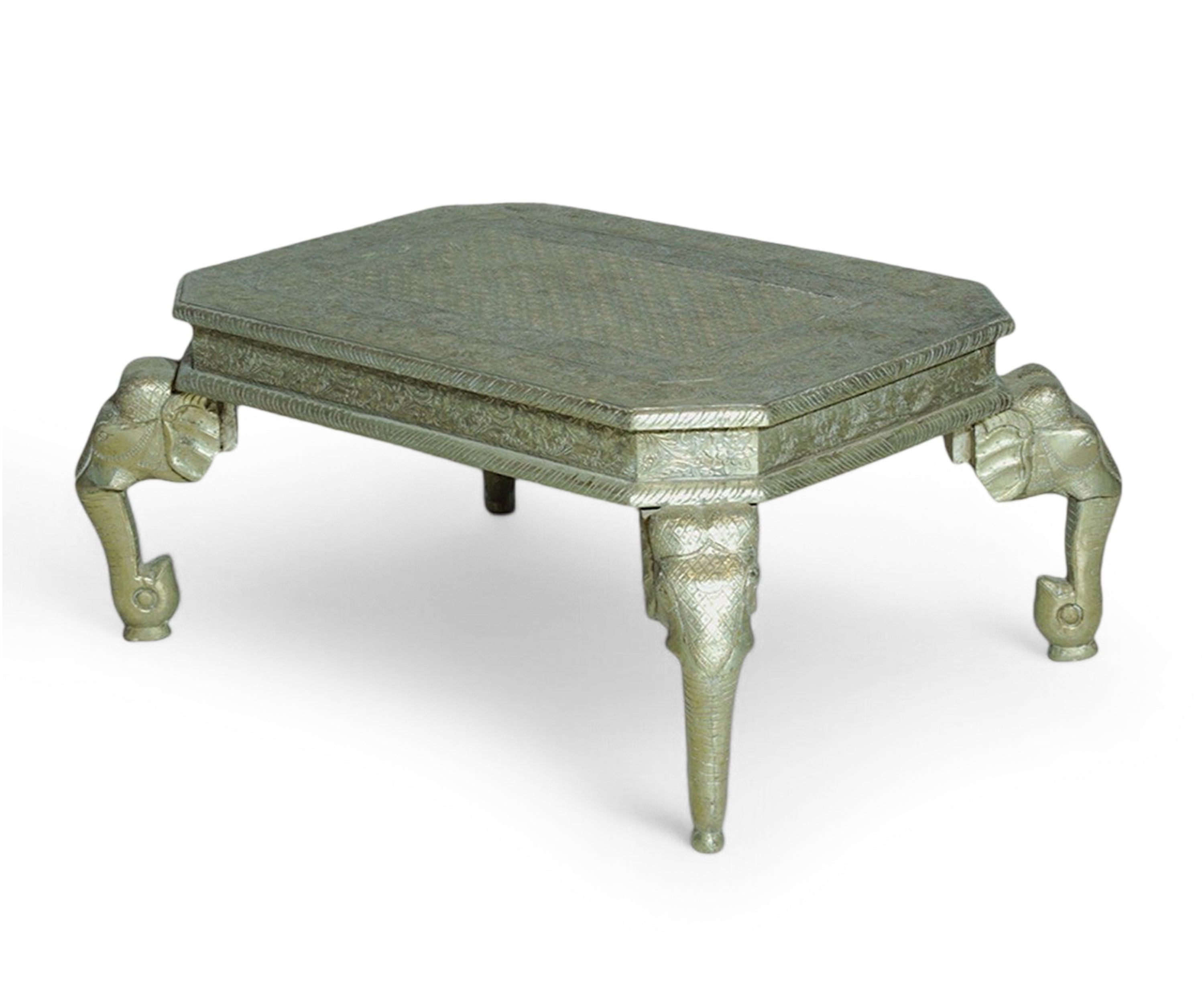 White Metal Rajasthani Carved Elephant Legs