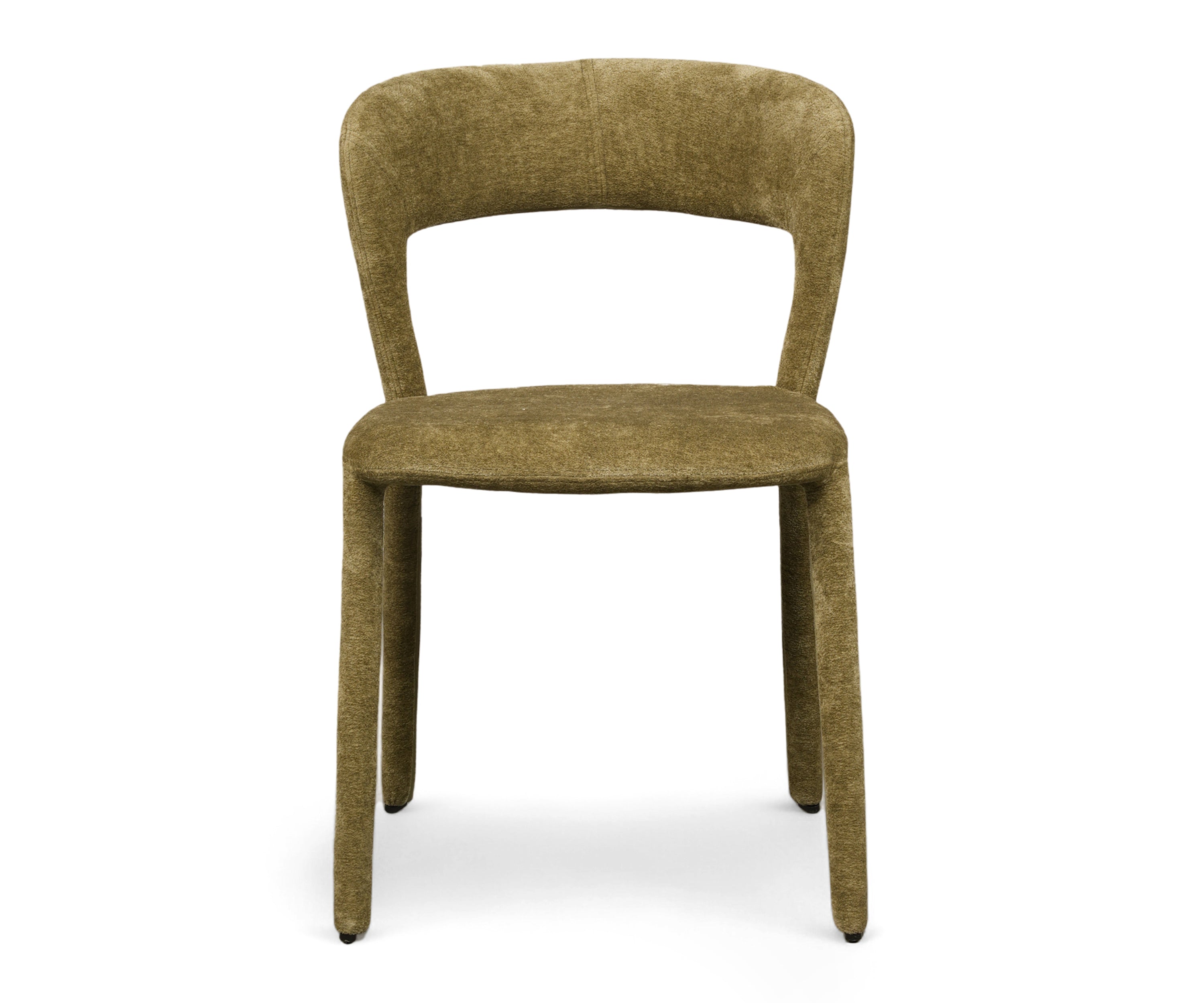 Olive Green Upholstered Dining Chair with Open Back