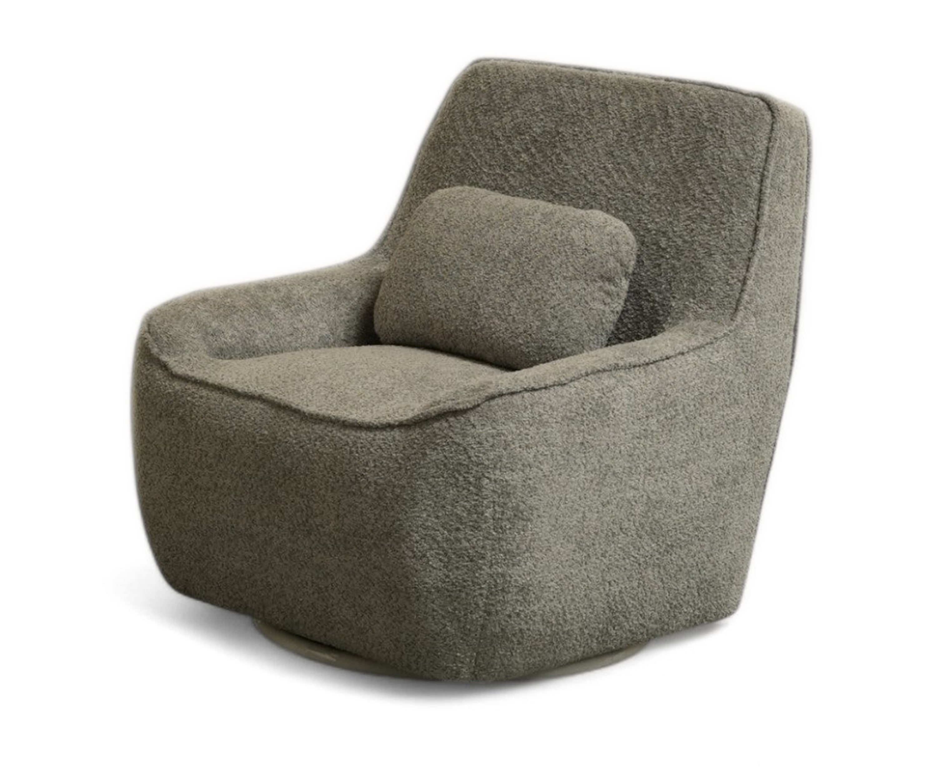 Ashen Bouclé Lounge Chair with Cushion
