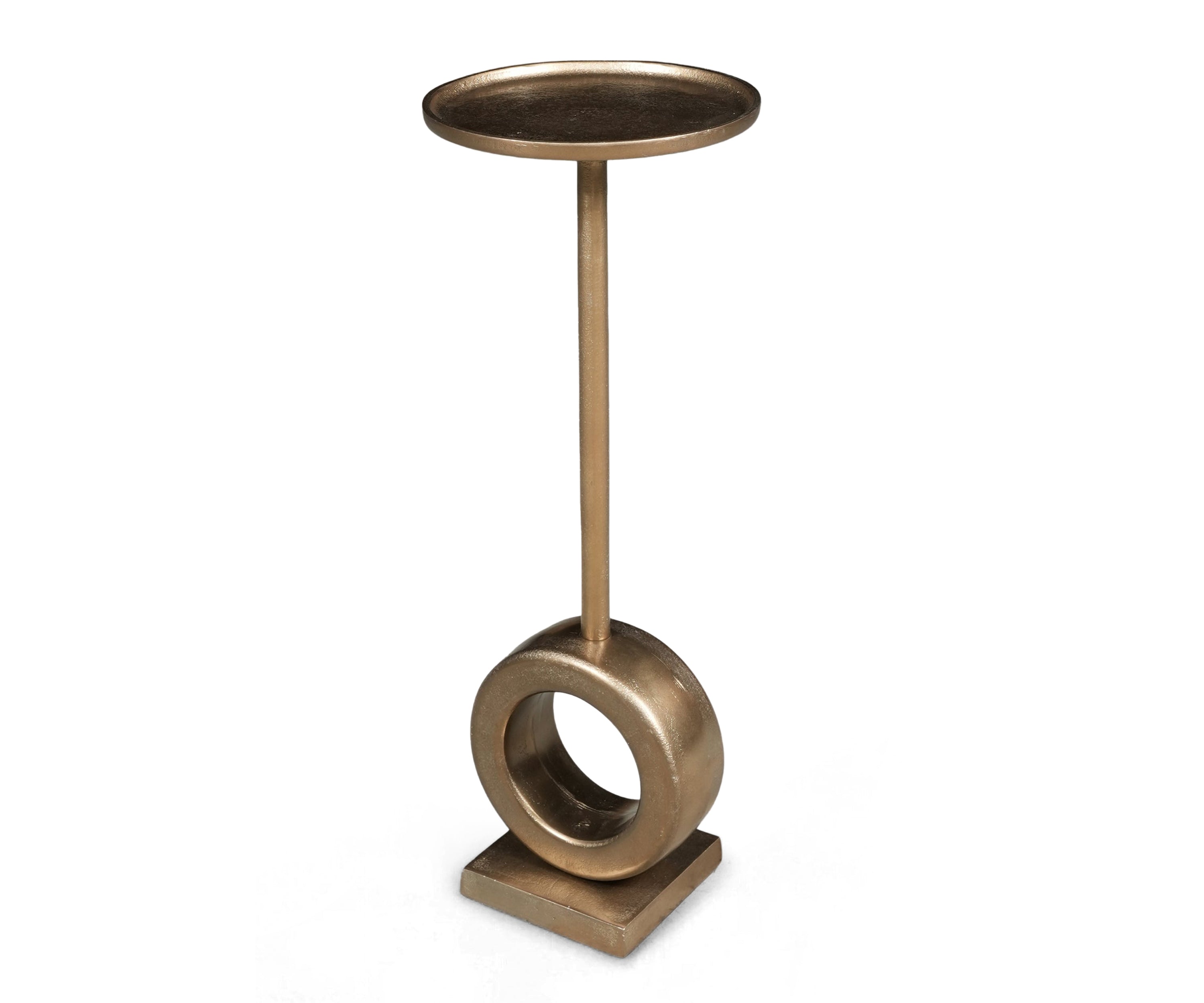 Modern Brass Pedestal Table with Open Ring Base
