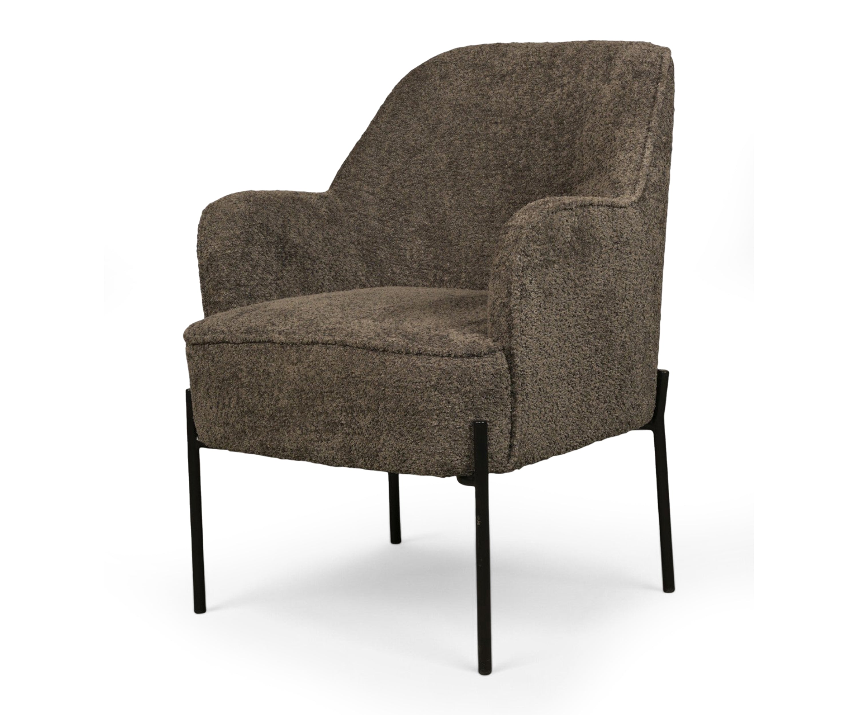 Modern Charcoal Upholstered Armchair with Metal Legs