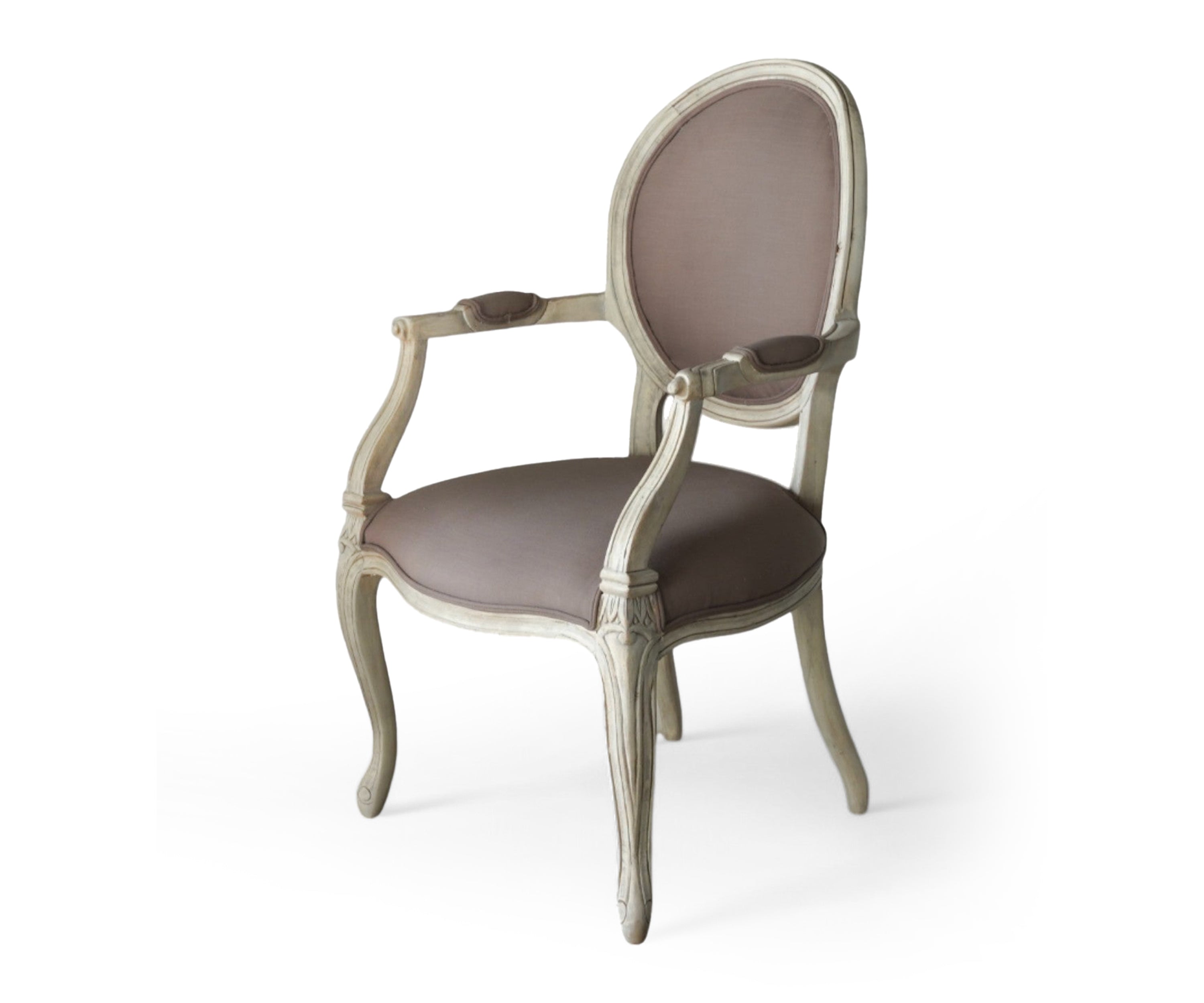 French-Style Distressed Velvet Armchair