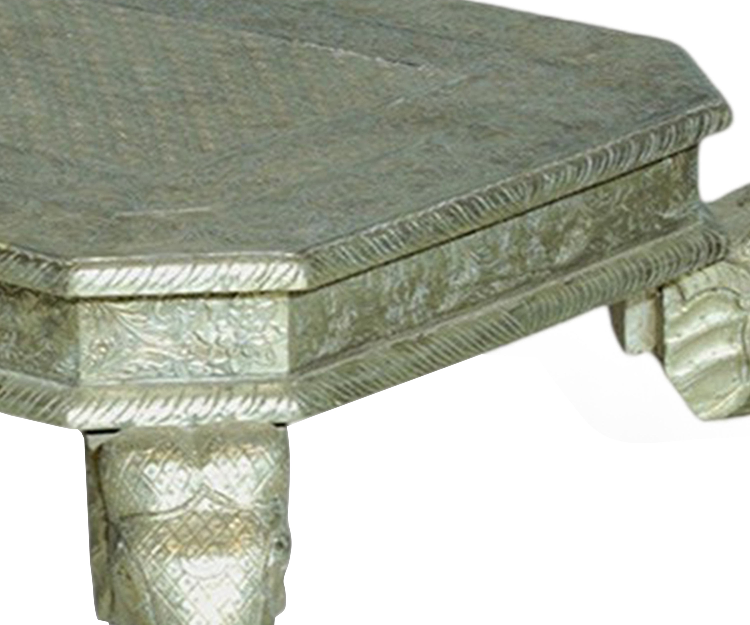 White Metal Rajasthani Carved Elephant Legs