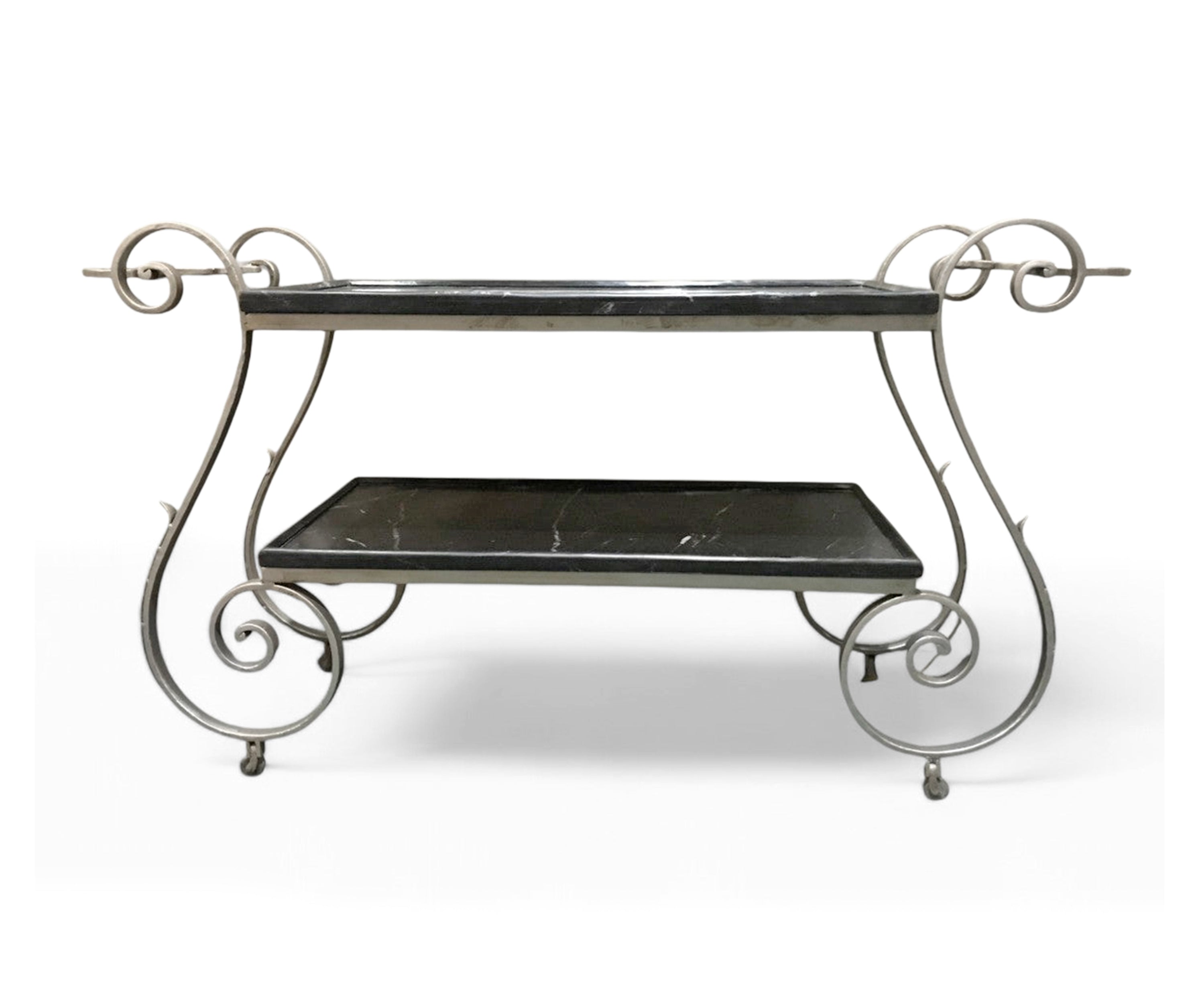 2 Tier Marble & Iron Console