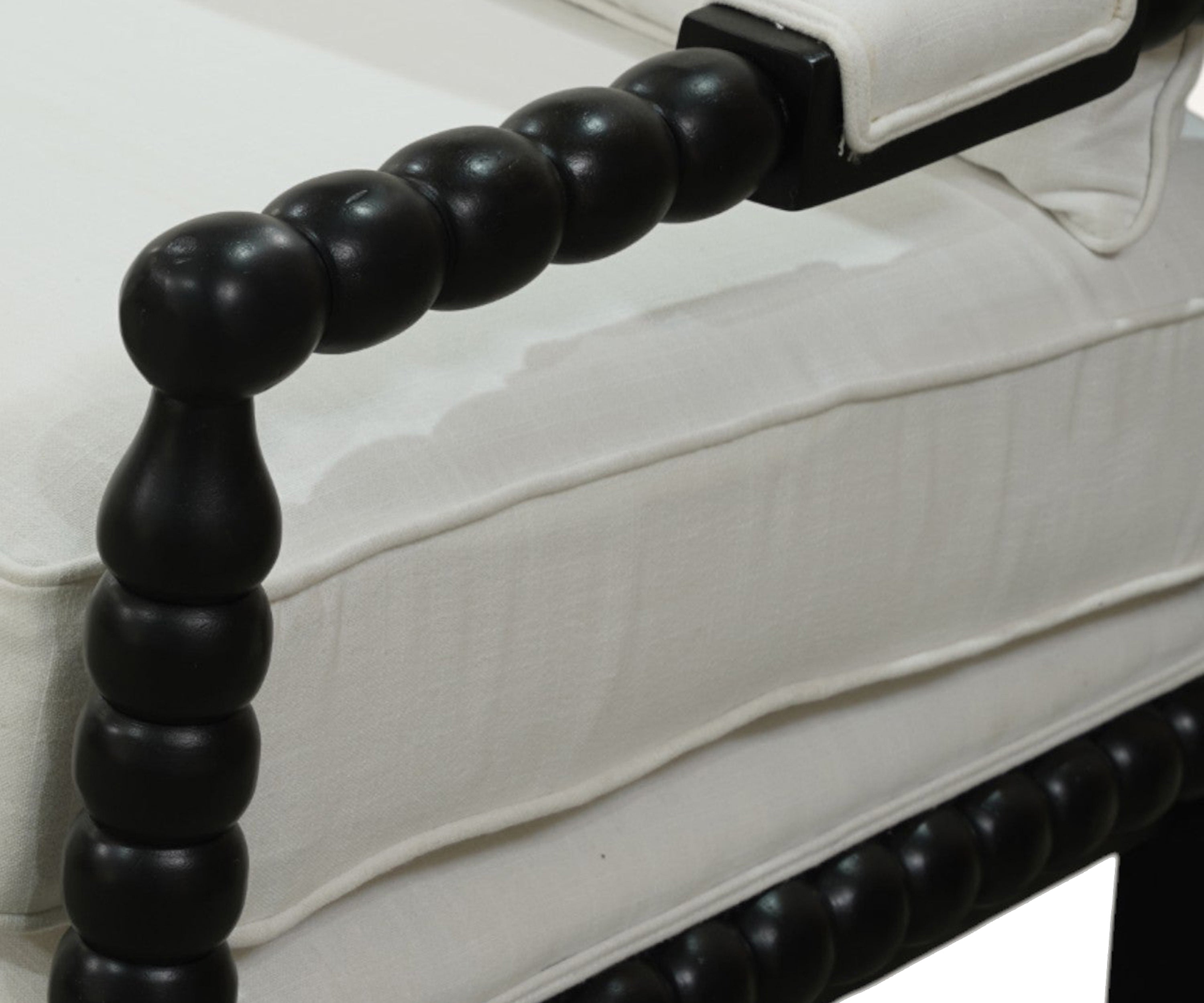 Classical Wooden Sofa Settee in Ivory and Black