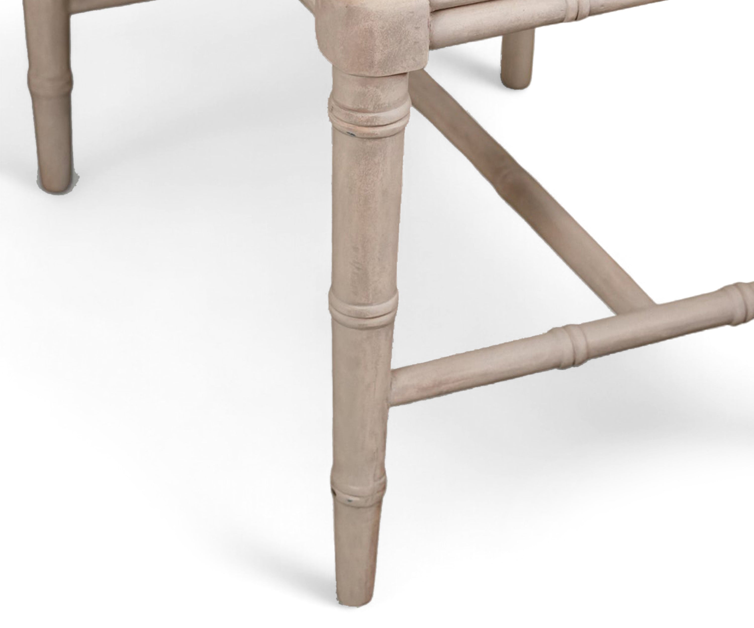 Wooden Bench with Linen Upholstered Seat