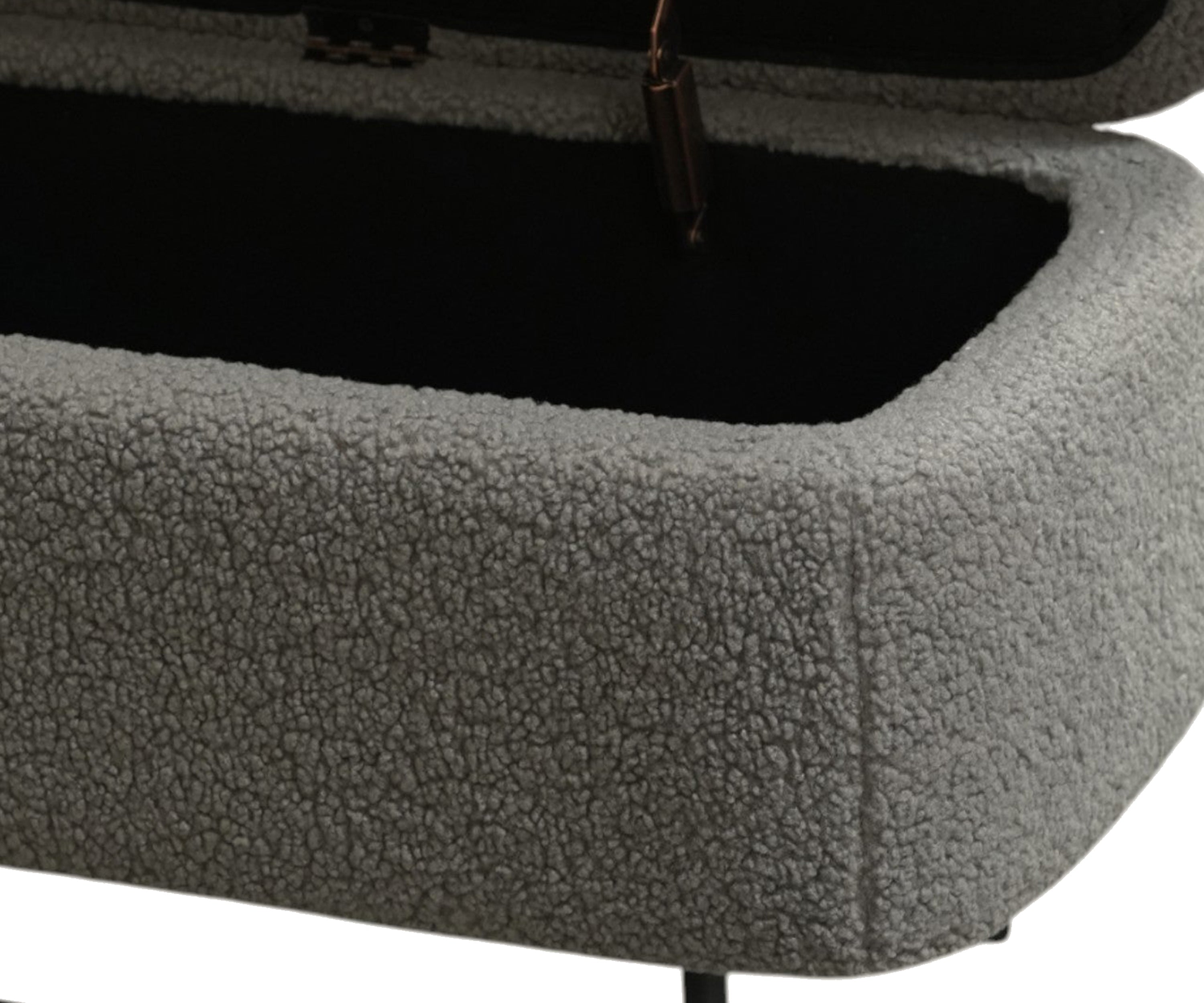 Sequoia Boucle Storage Bench with Steel Legs - Charcoal Grey