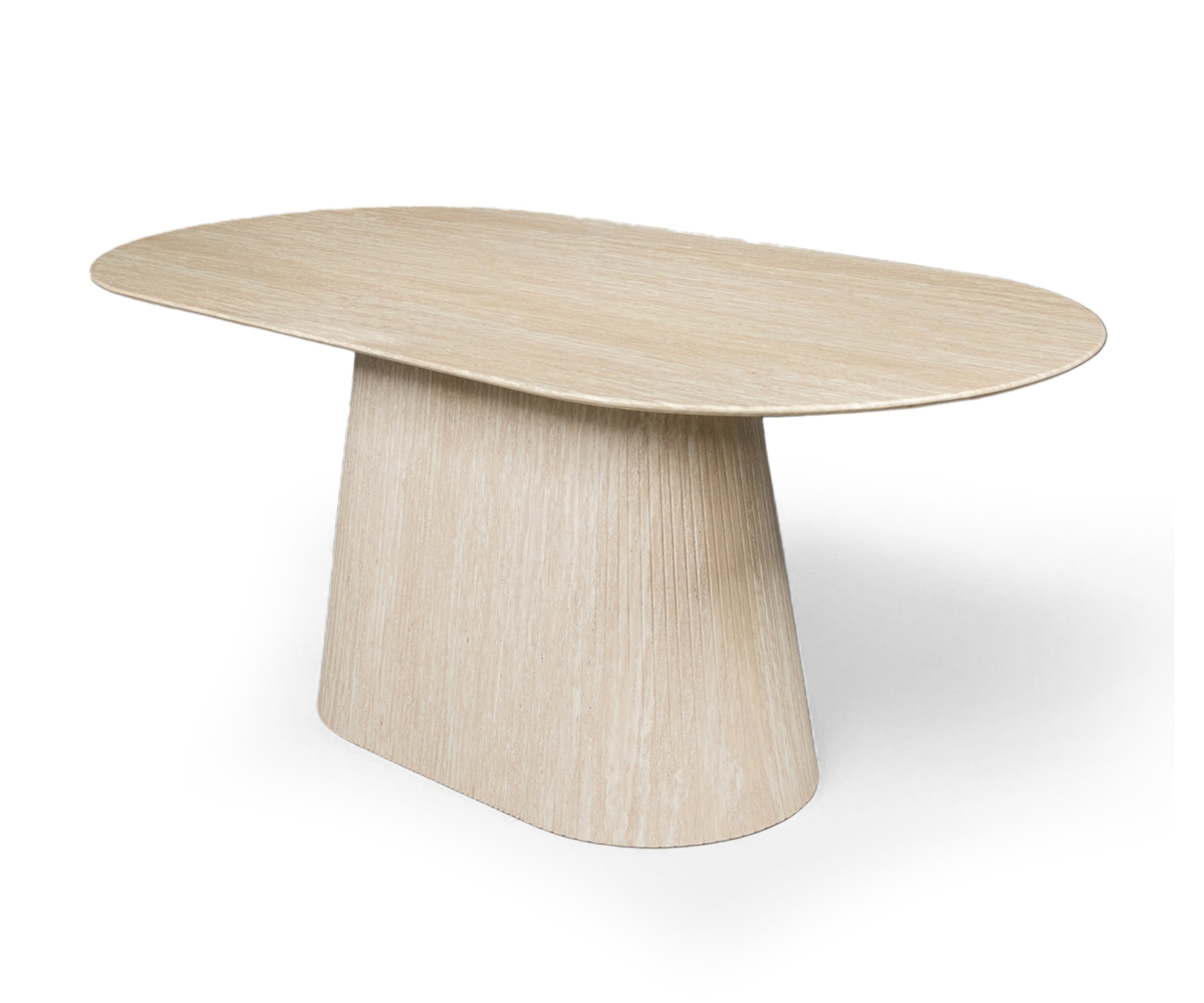 Fluted Pedestal Round Table in Natural Wood