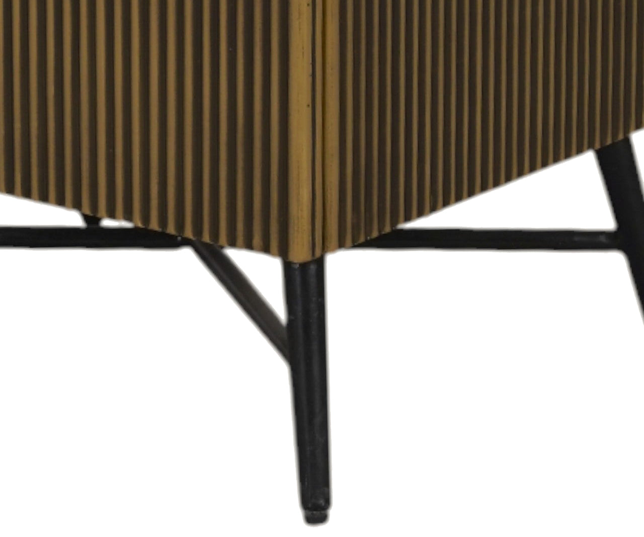 Fluted Brass Bedside Table with Marble Top