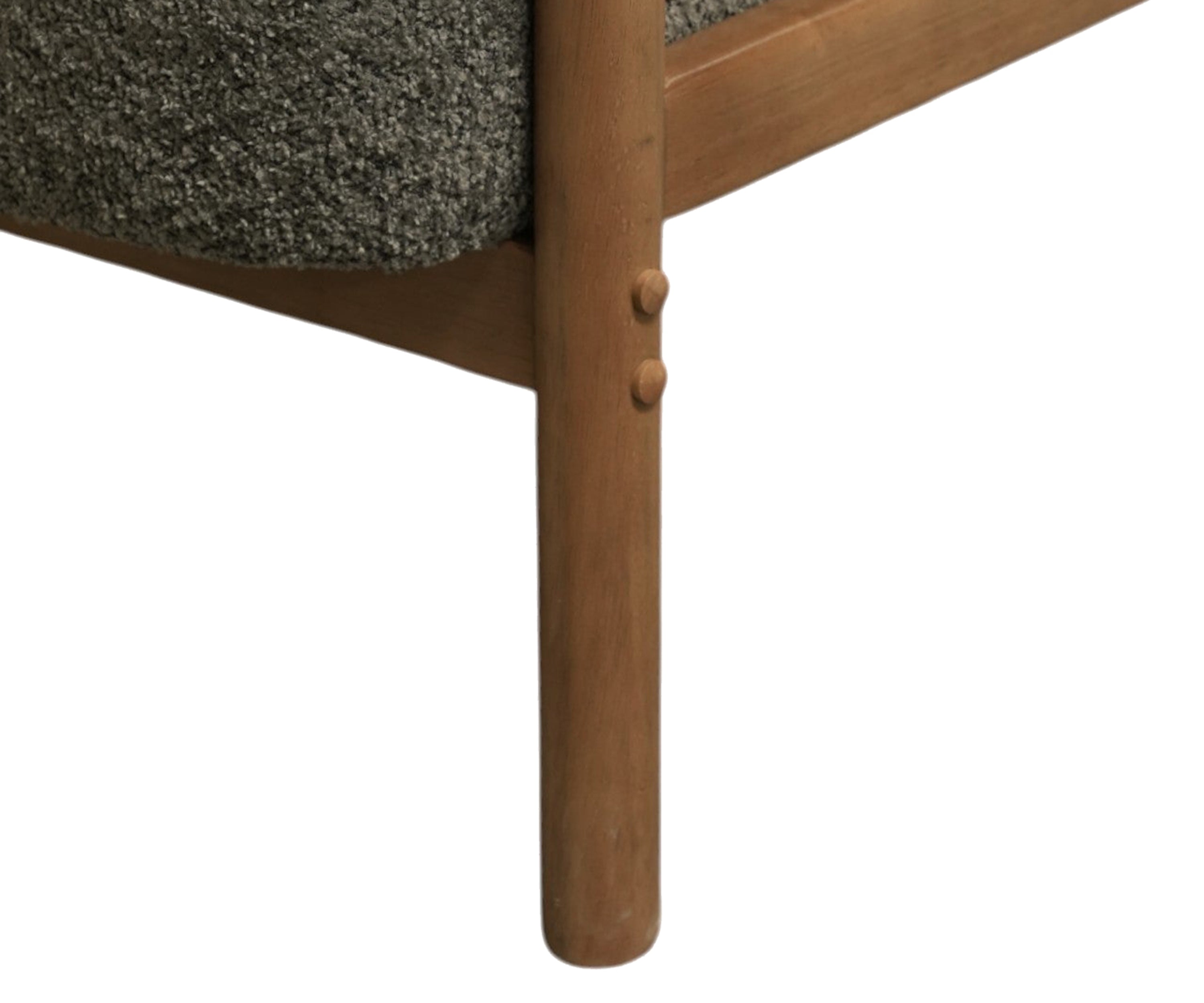 Mid-Century Bouclé Armchair with Wooden Frame