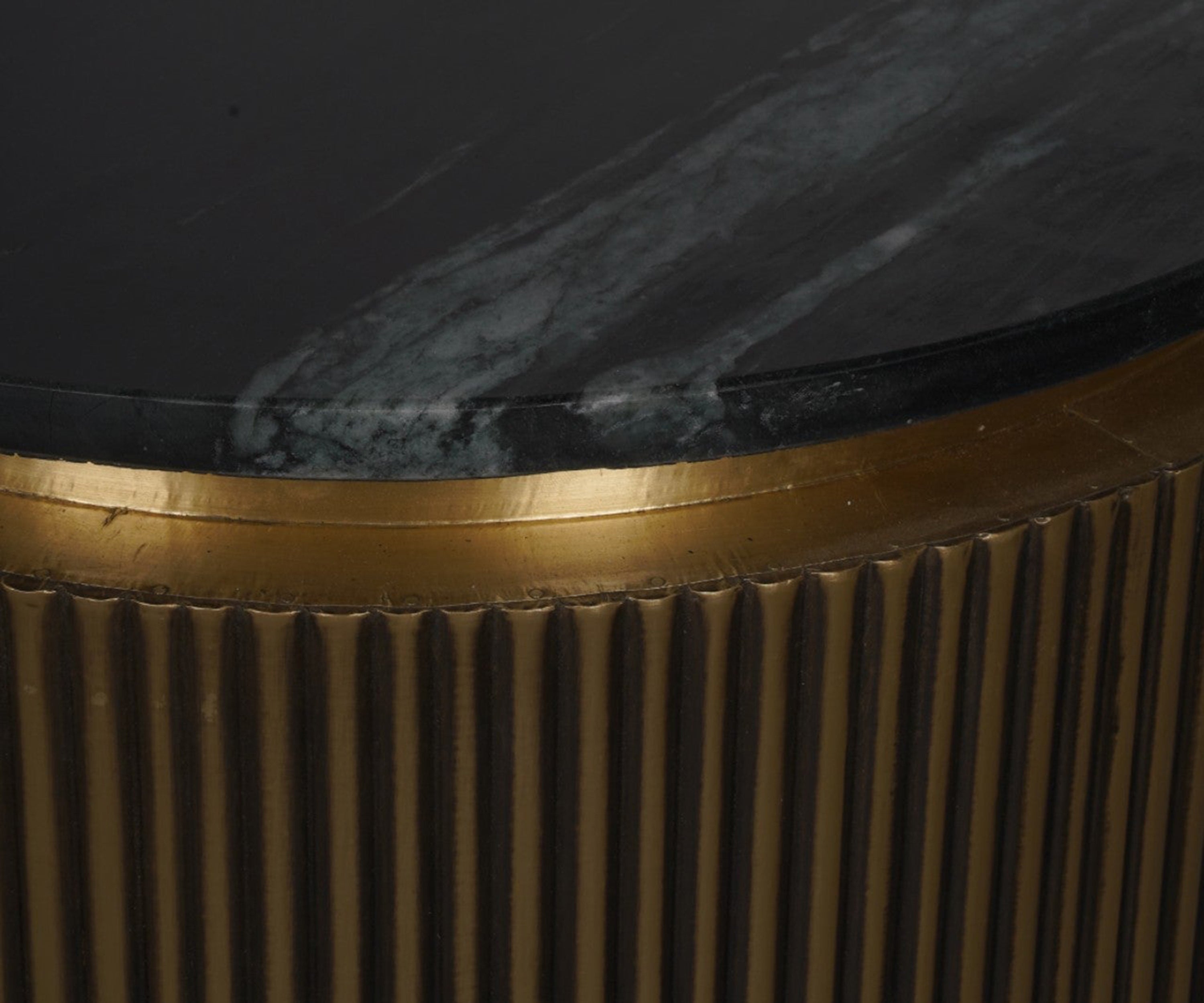 Round Side Table in Brass with Marble Top