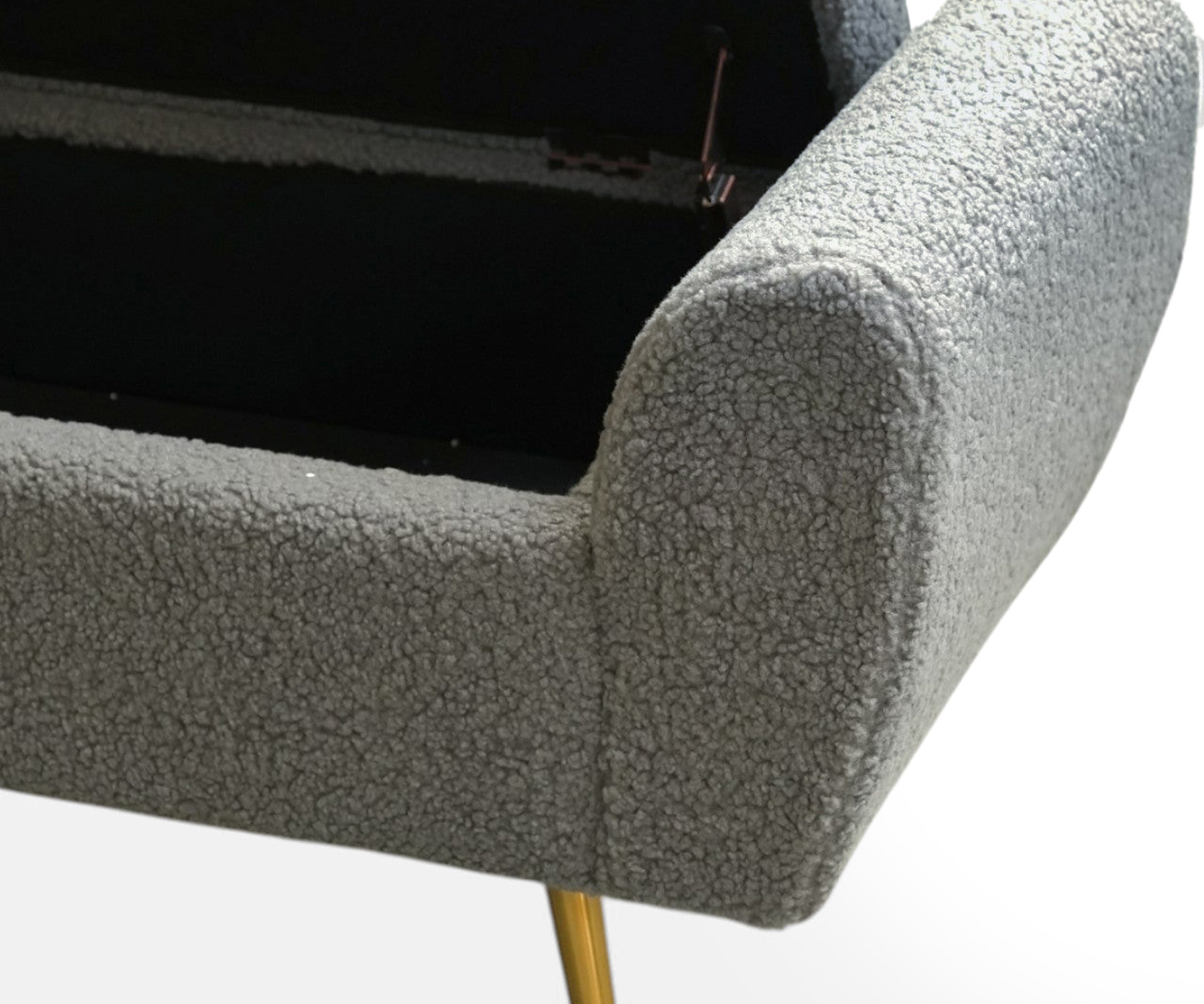 Graphite Barcarolle Bouclé Bench with Storage