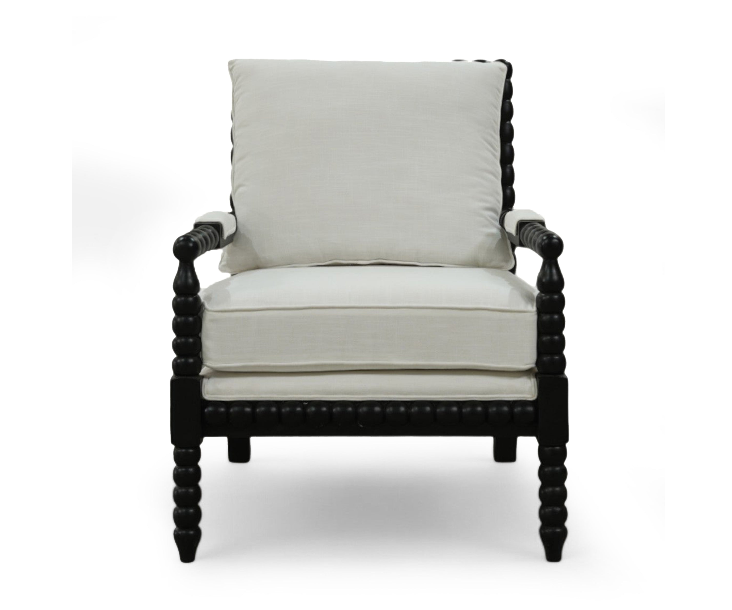 Classical Wooden Lounge Chair in Linen Upholstery