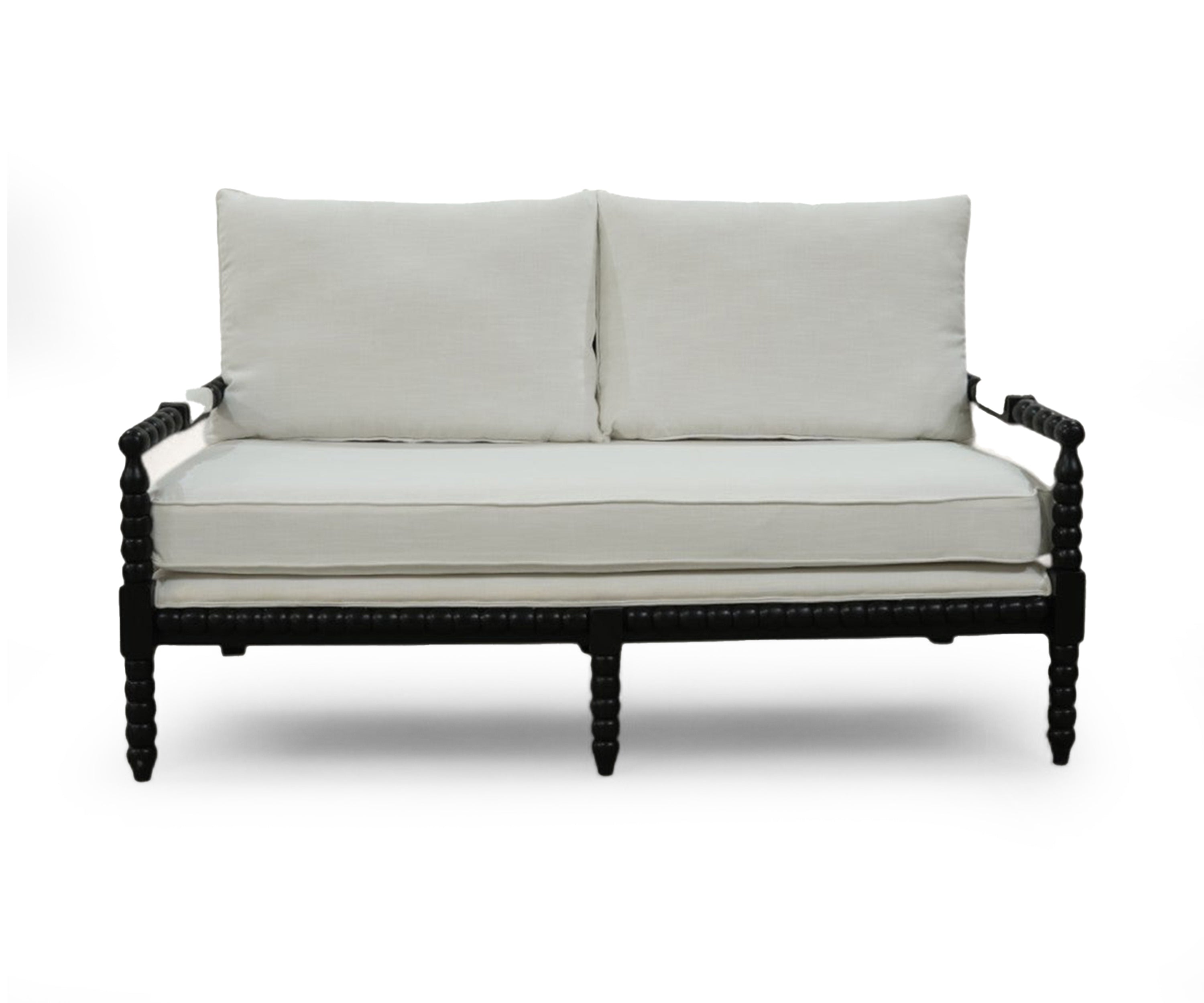 Classical Wooden Sofa Settee in Ivory and Black