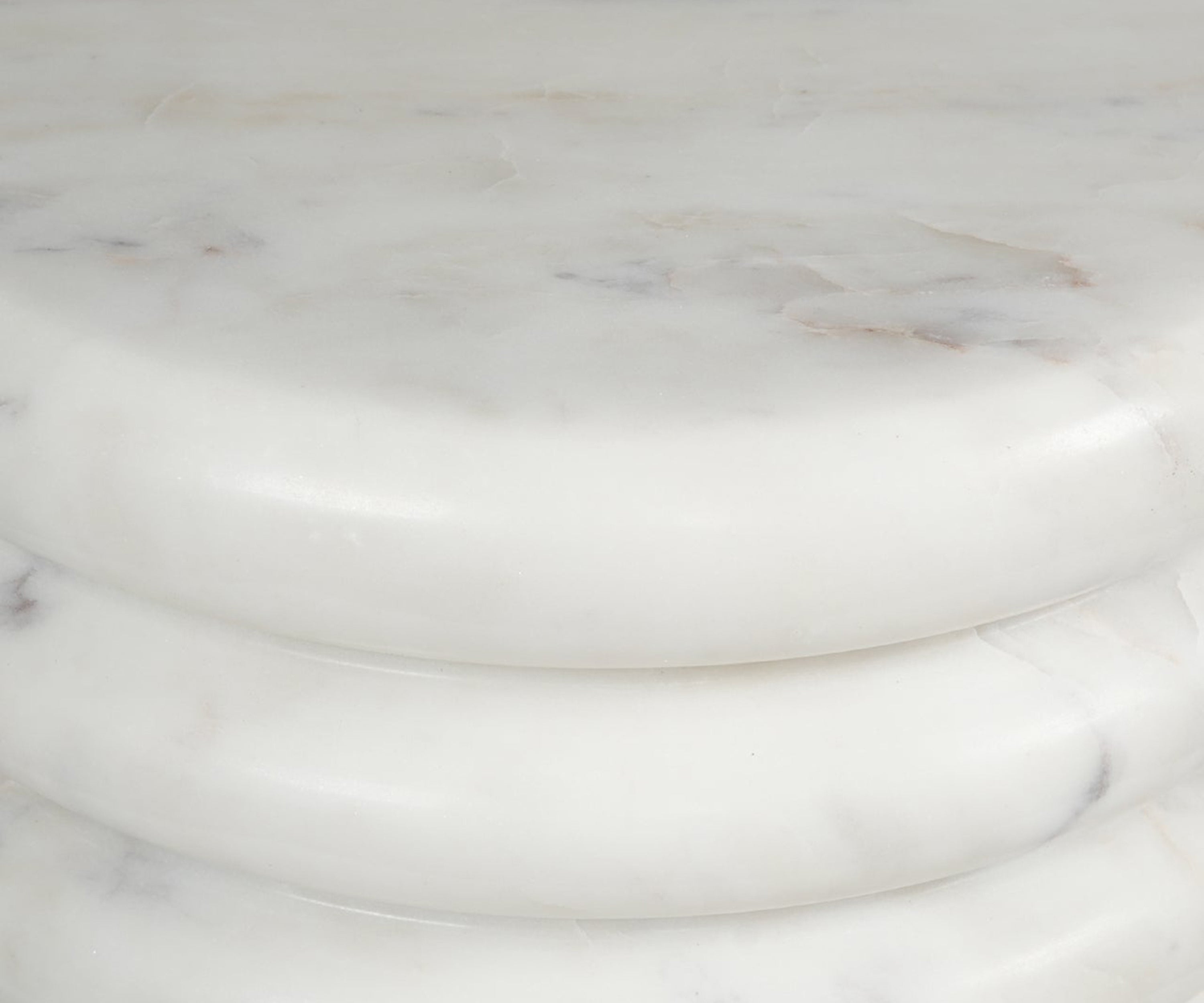 Ribbed Sculptural White Marble Accent Table