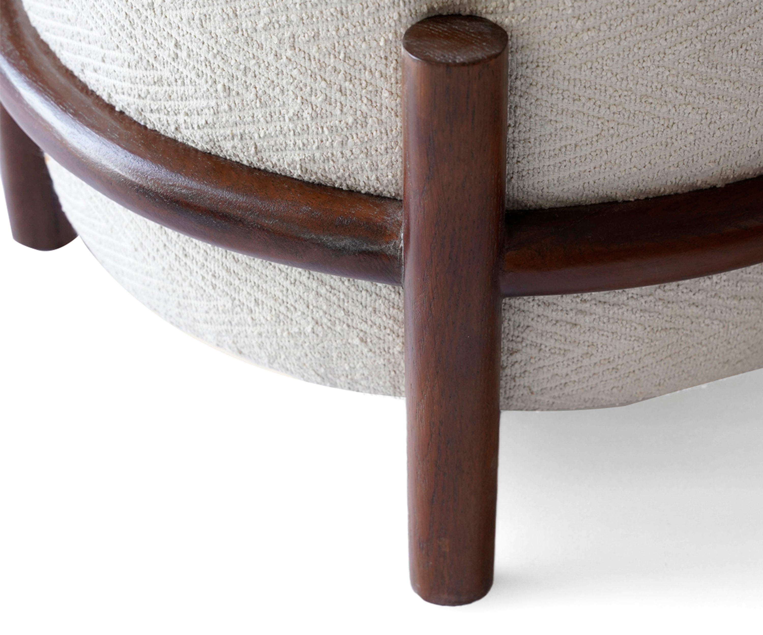 Round Wooden Poufy Stool