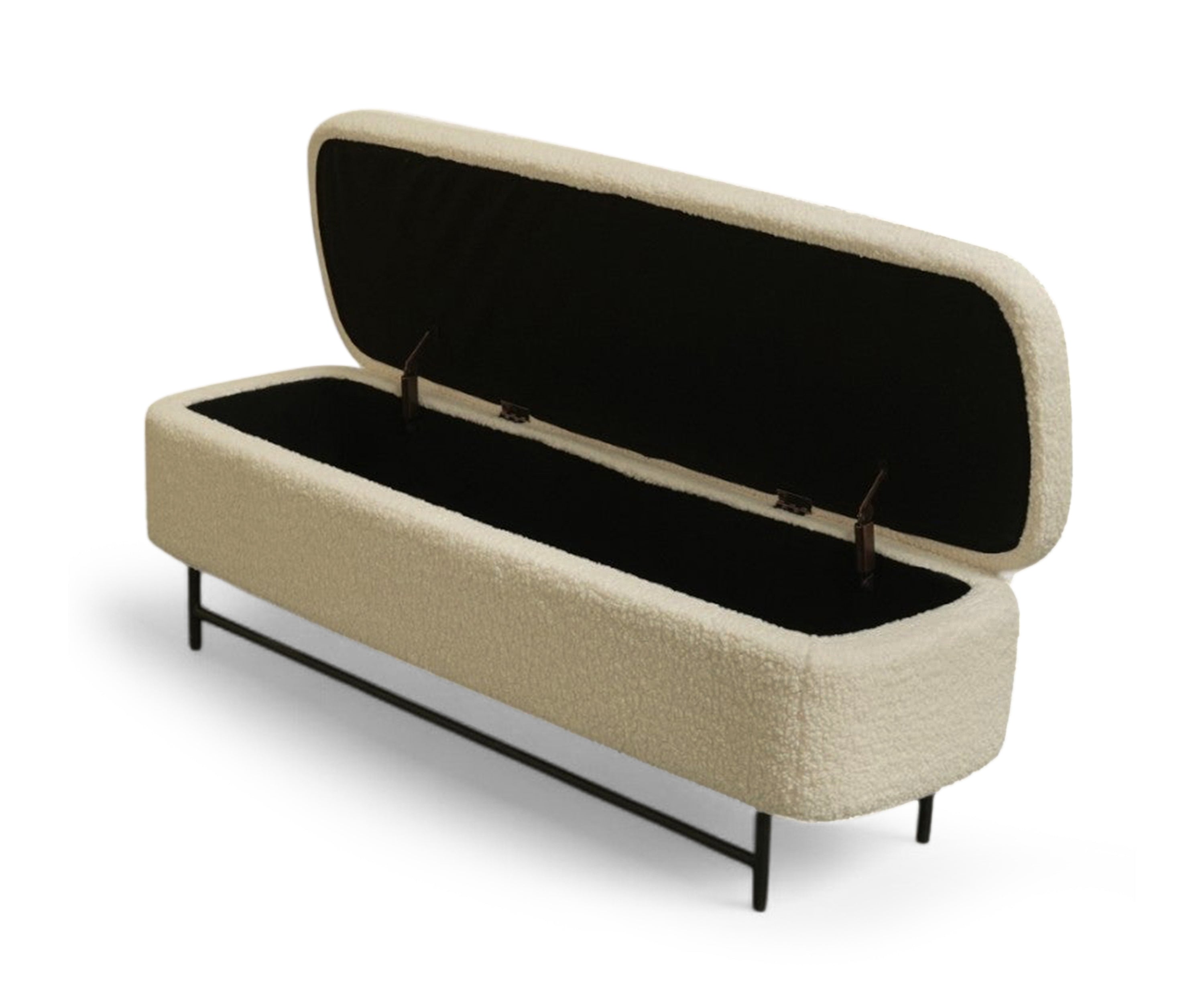 Sequoia Boucle Storage Bench with Steel Legs