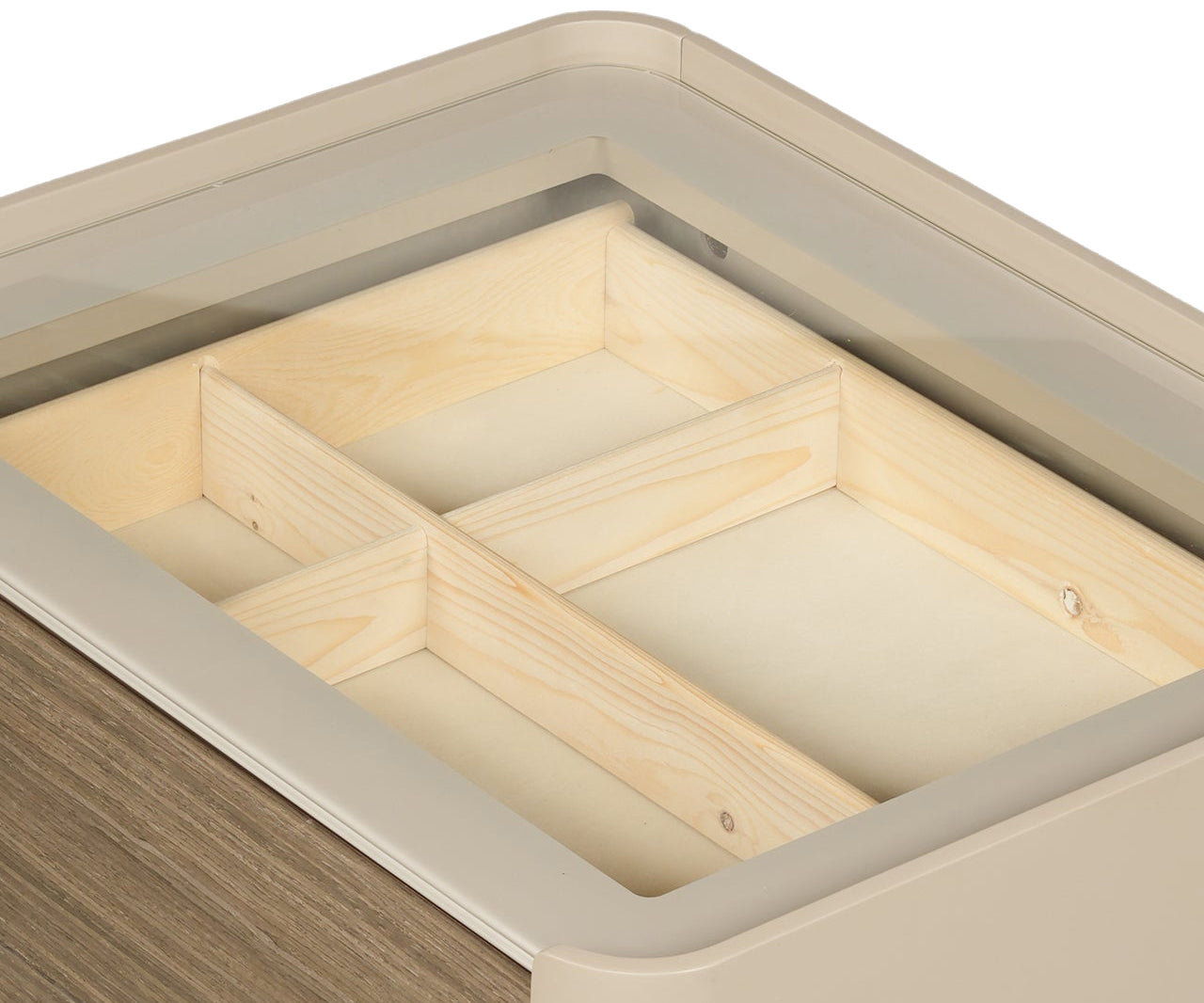 Modern Three-Drawer Nightstand with Glass Top and Lacquered Frame