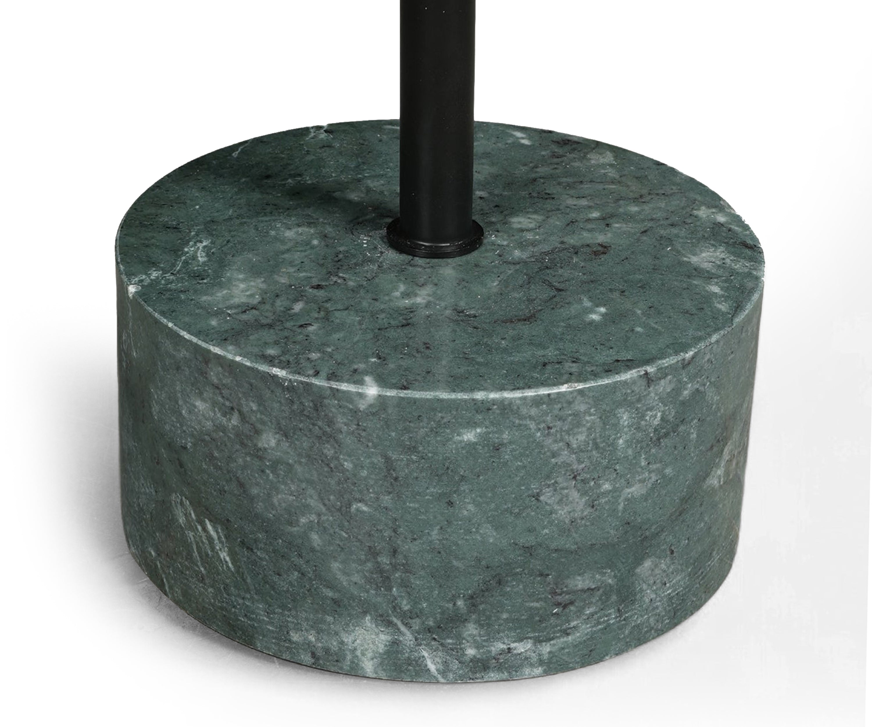 Minimalist Green Marble and Black Metal Side Table
