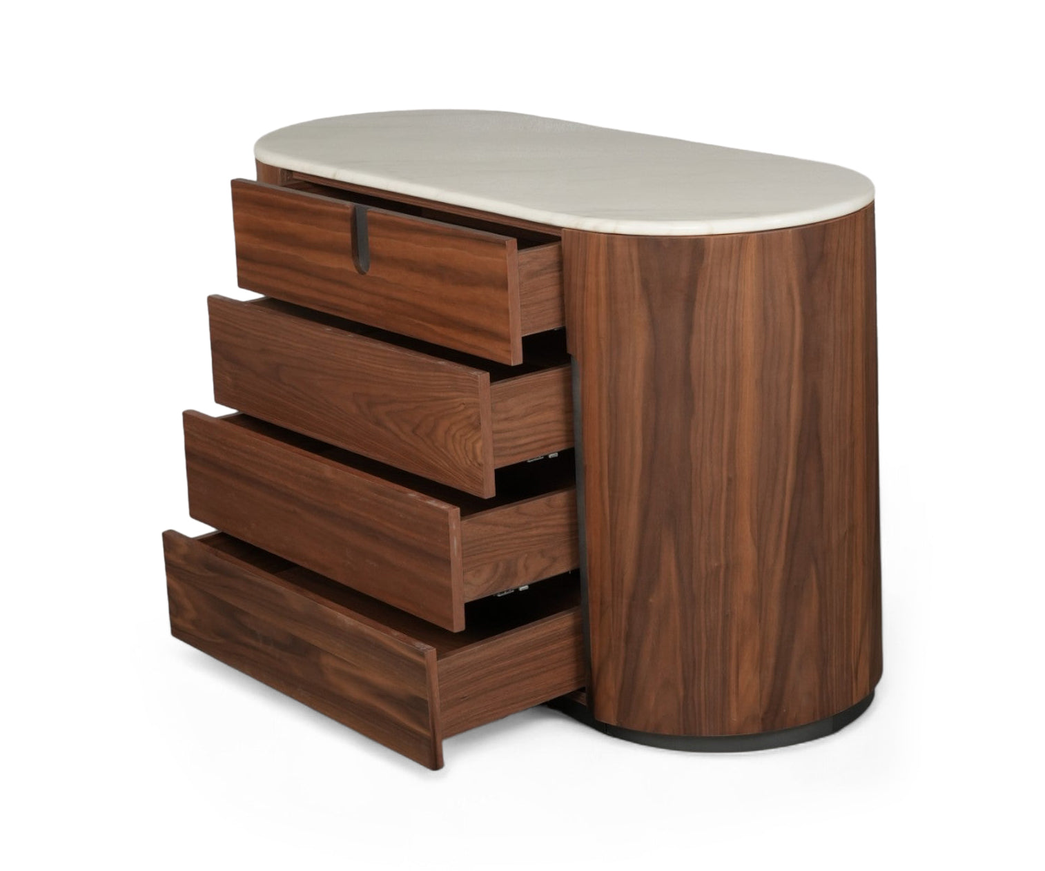 Oval Walnut Sideboard with Marble Top