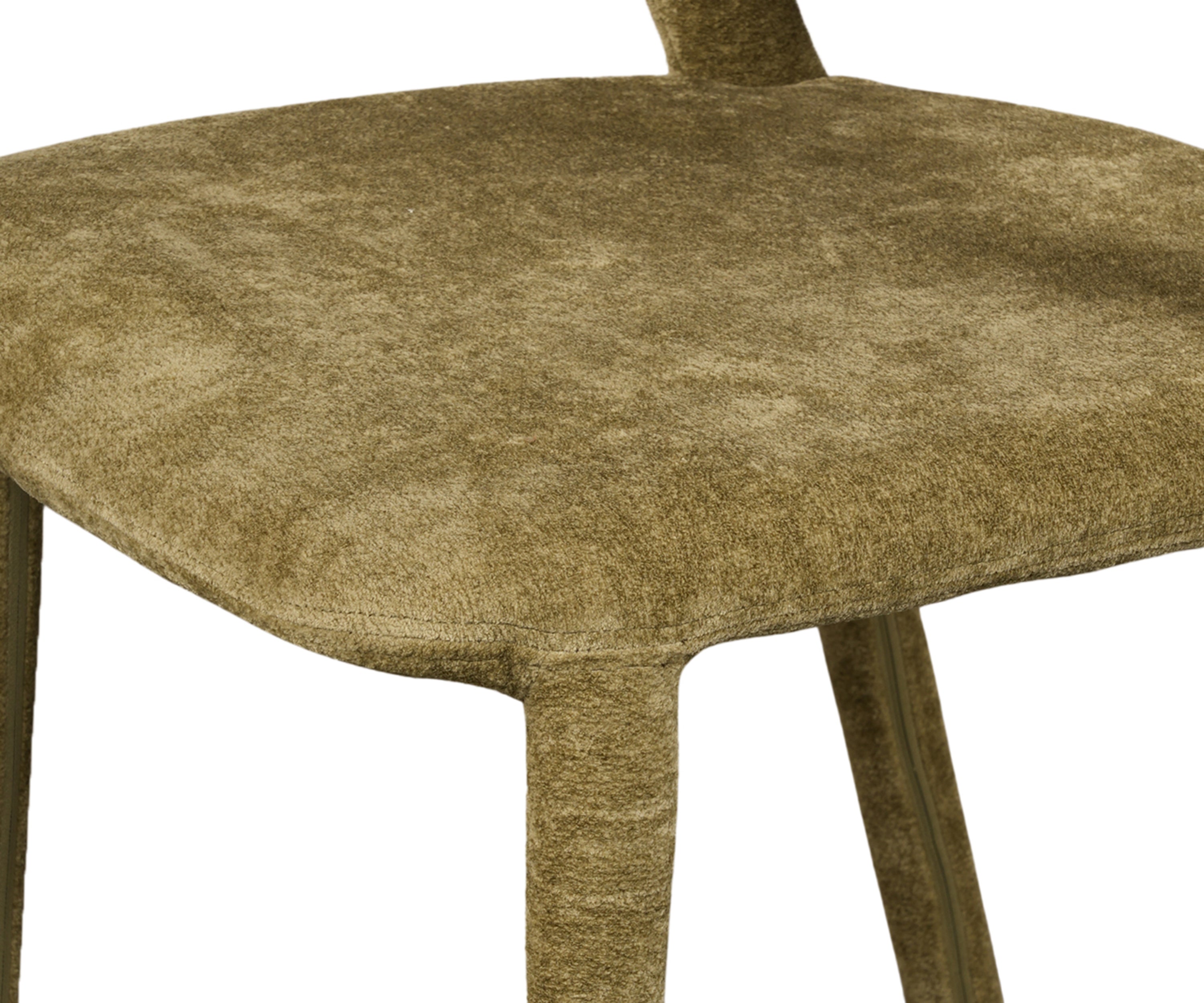 Olive Green Upholstered Dining Chair with Open Back