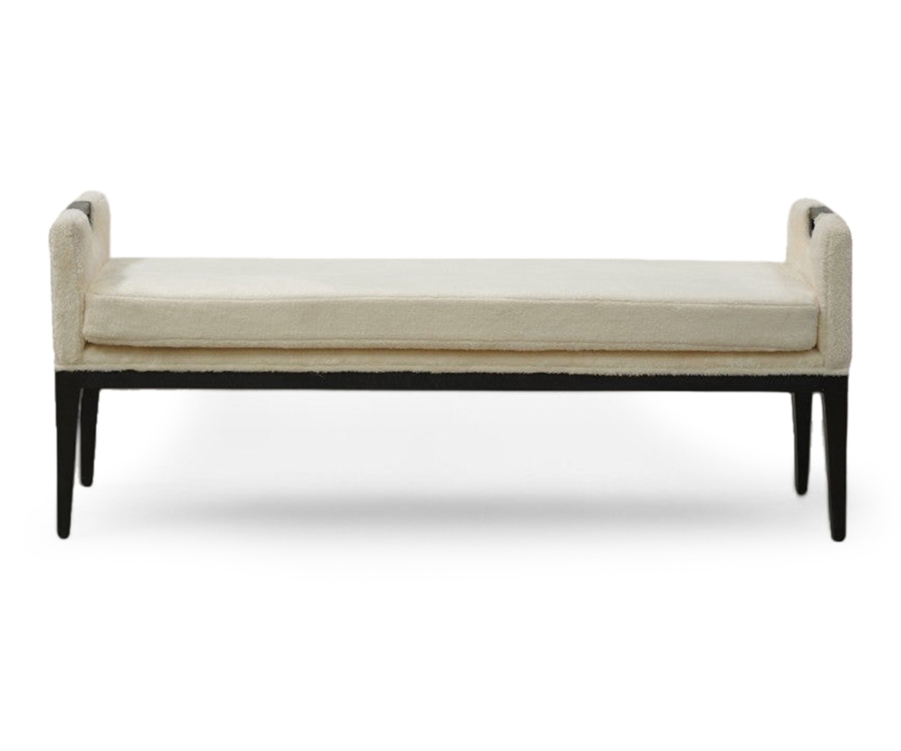 Contemporary Bouclé Bench with Cut-Out Handles