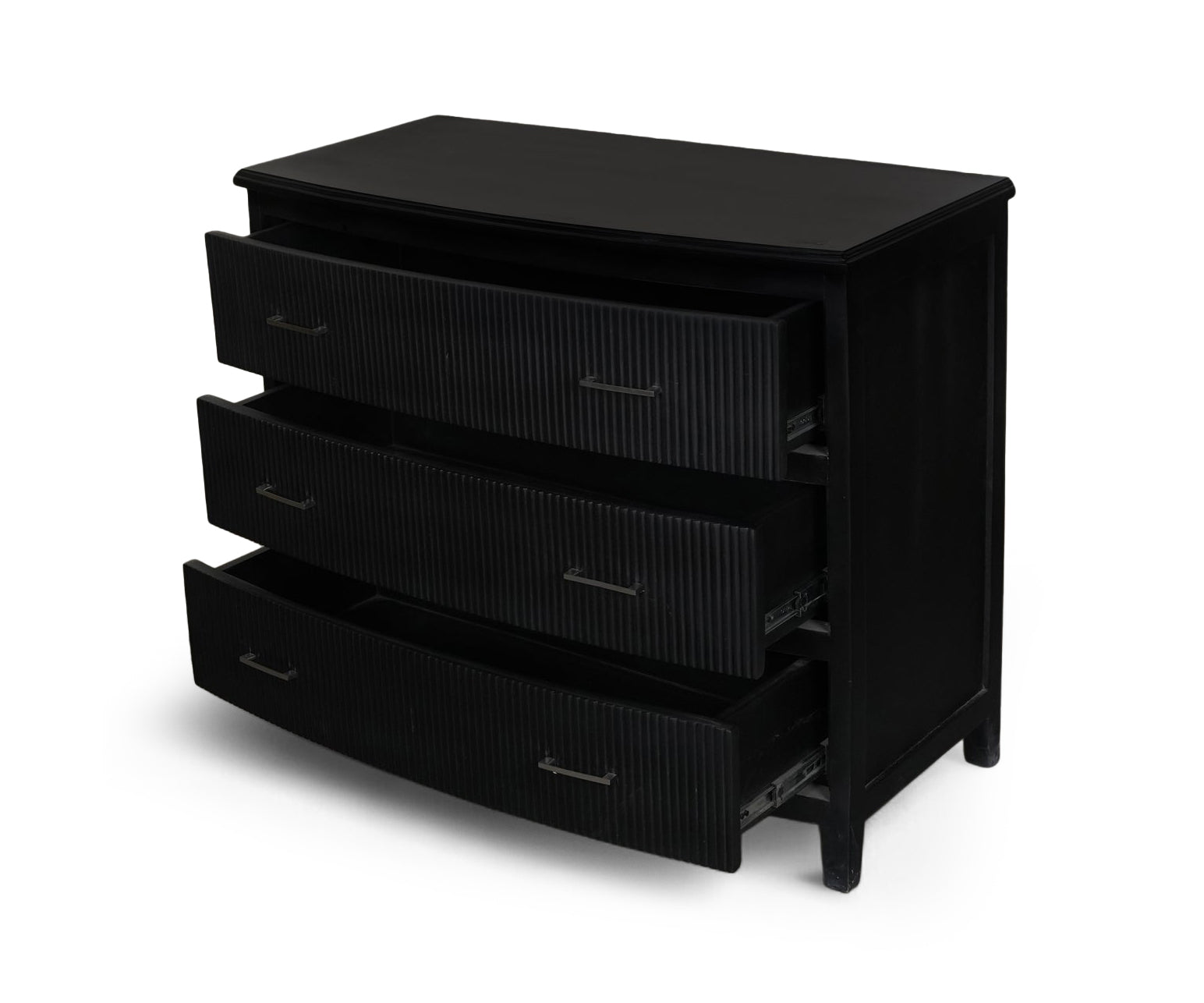 Modern Black Ribbed-Front Chest of Drawer