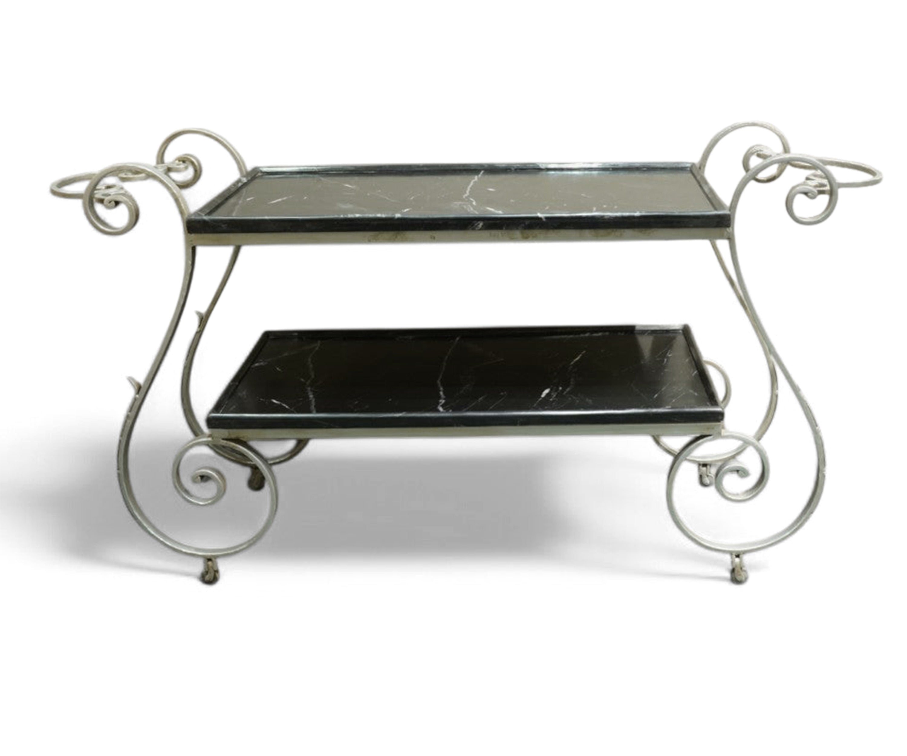 2 Tier Marble & Iron Console