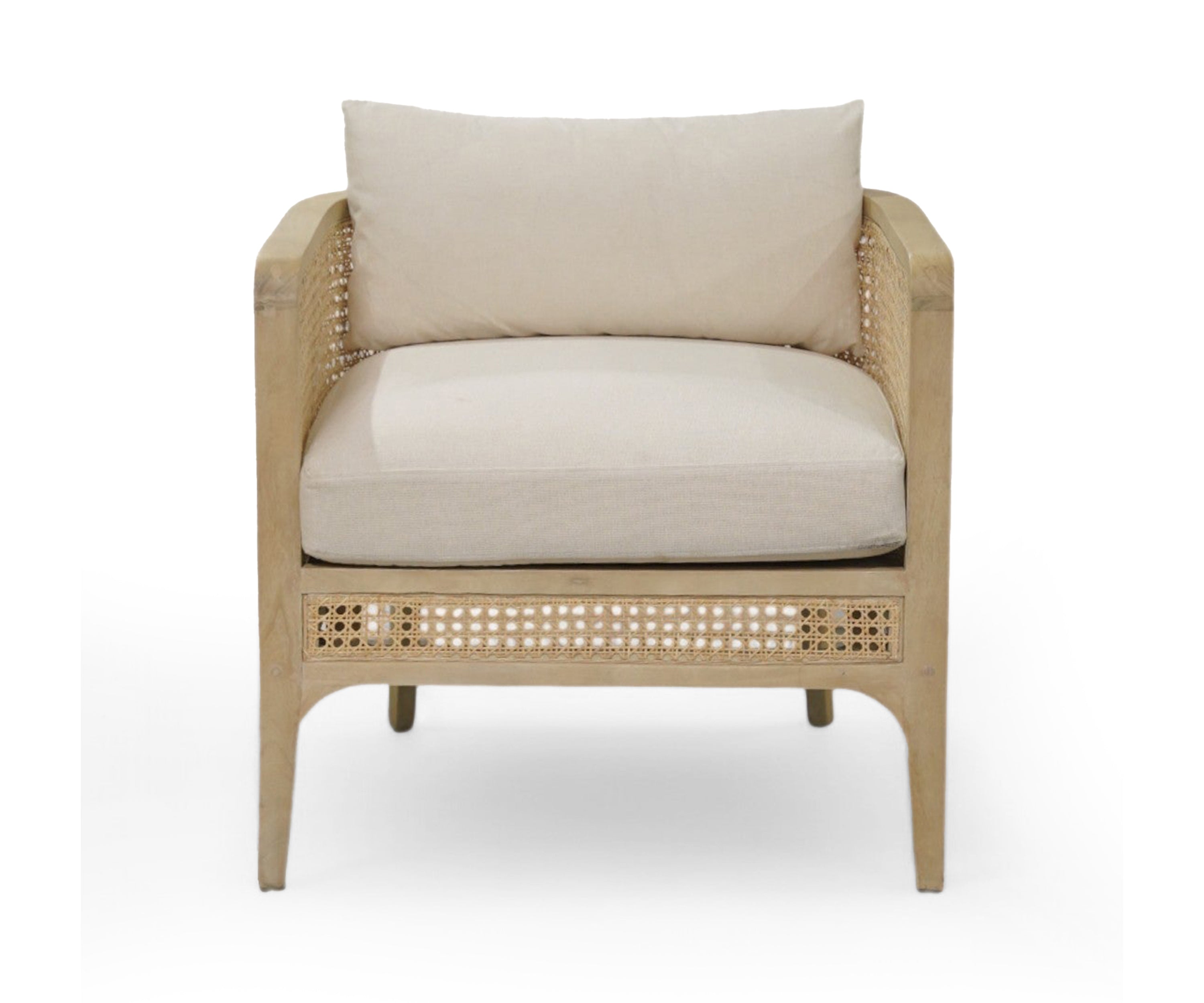Desert-Toned Cane Armchair in Natural Oak Finish