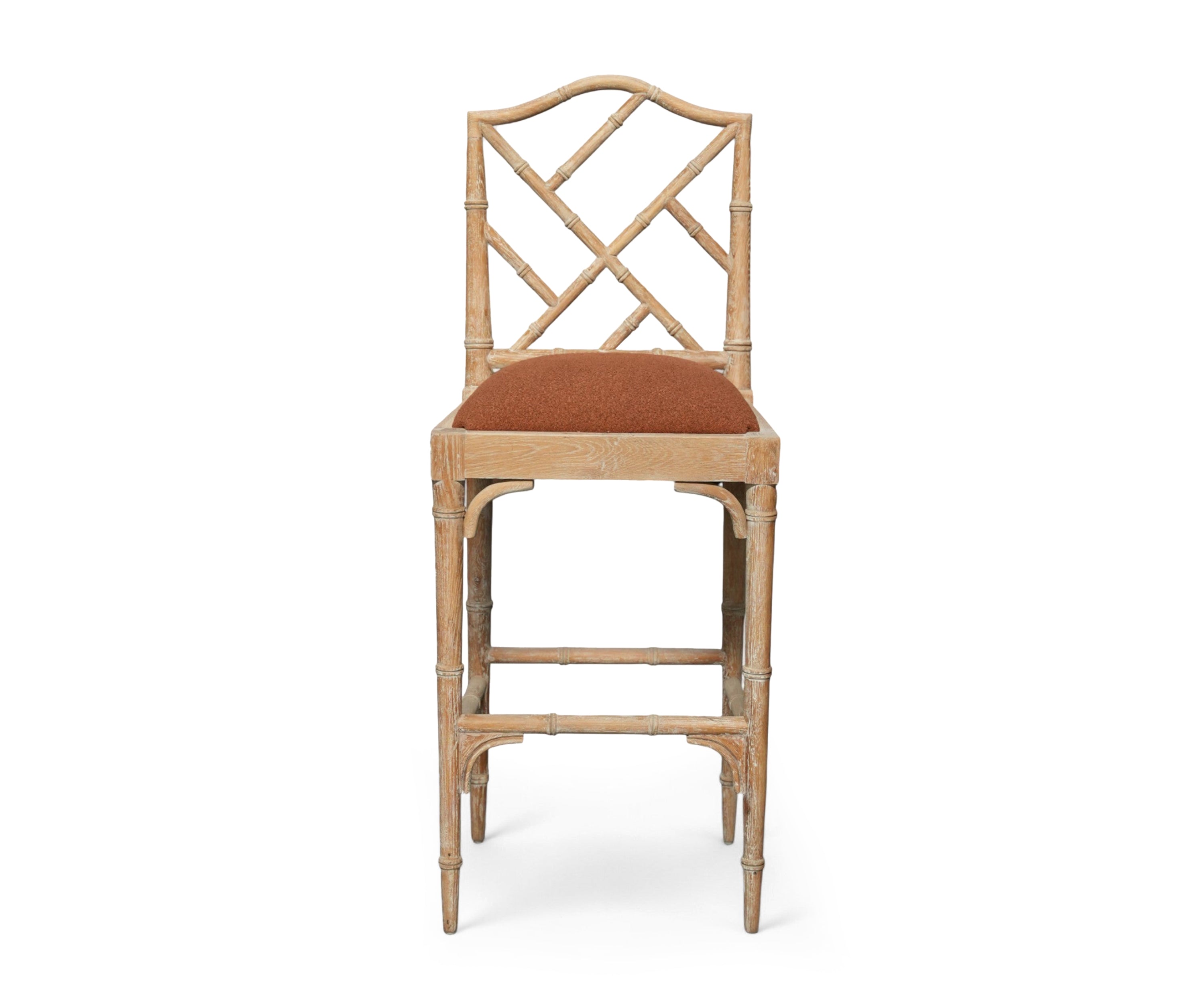 Vintage Bamboo-Style Wooden Bar Stool