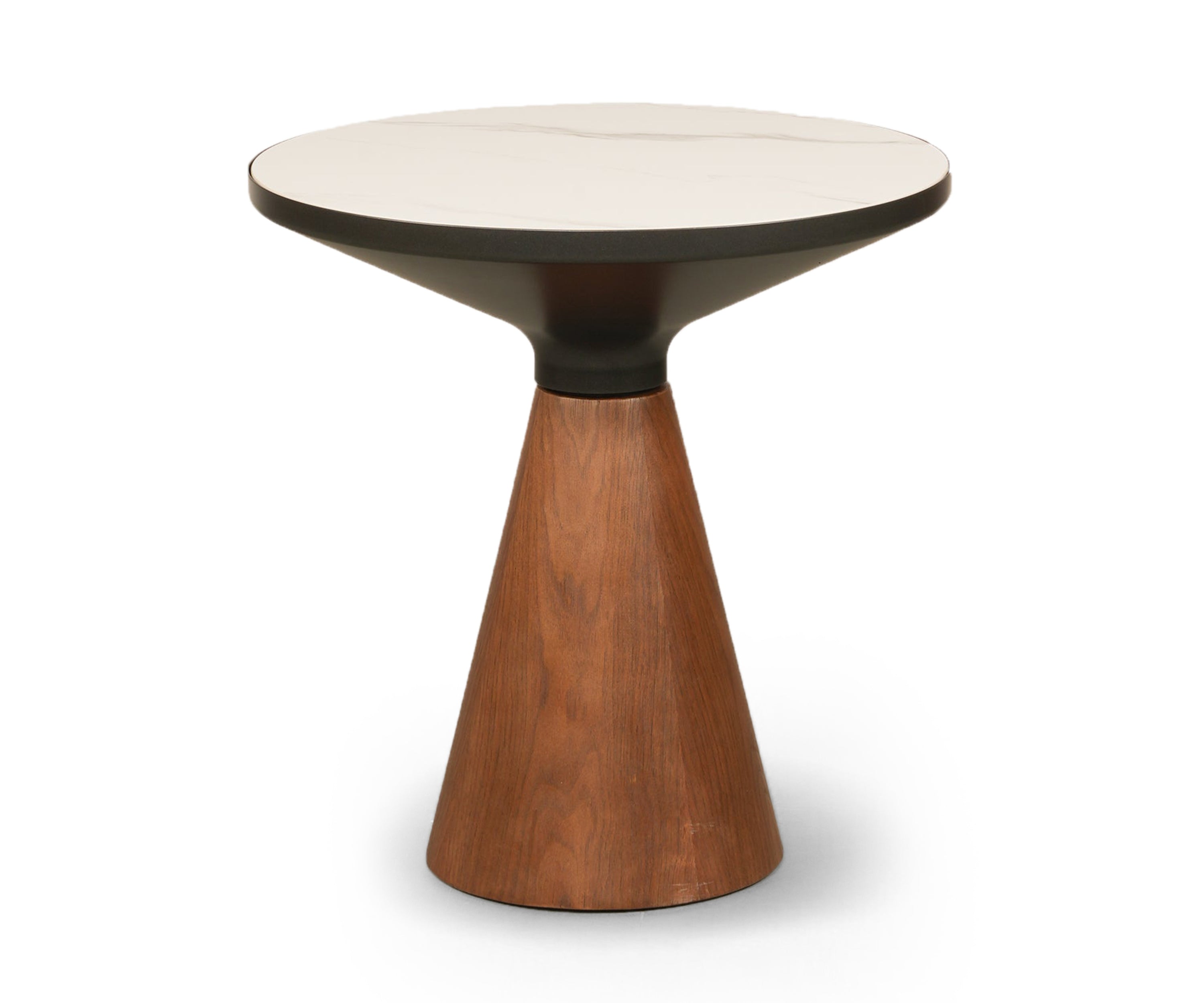 Round Marble Top Cone Base Side Table