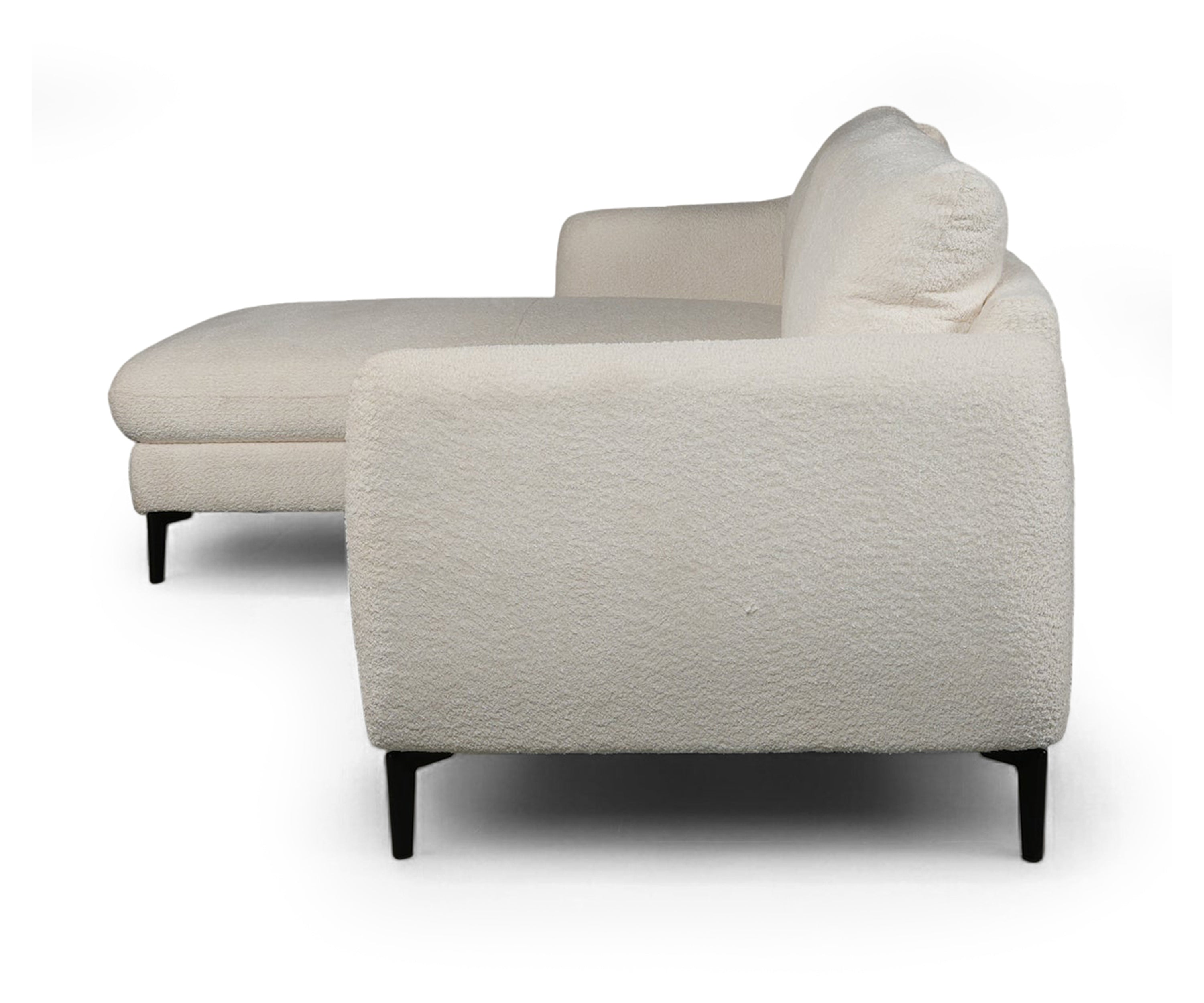Modern Cream Bouclé Left Sectional Sofa