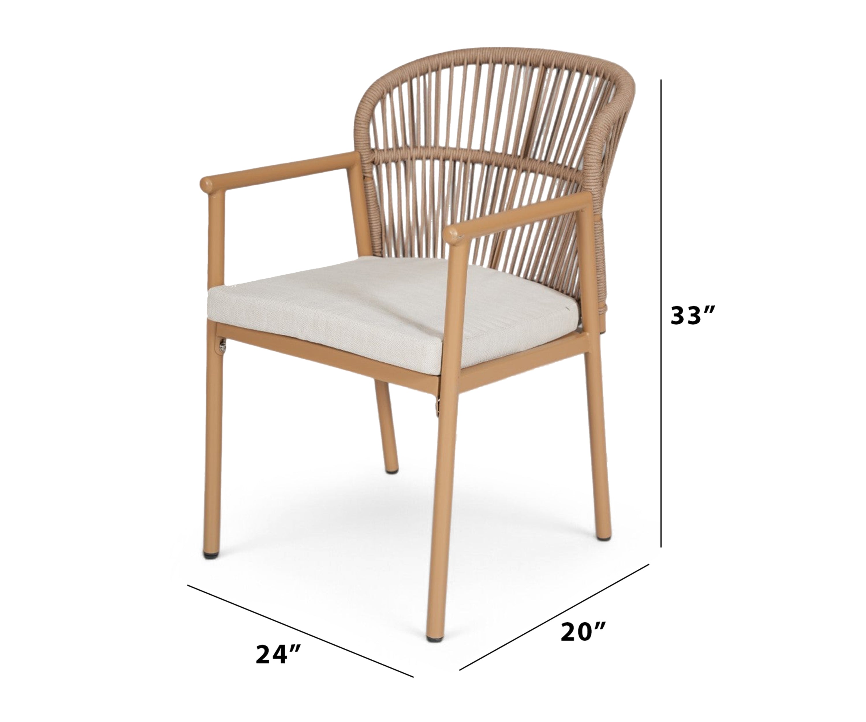 Willow Nylon Ropes Woven Back Metal Outdoor Chair