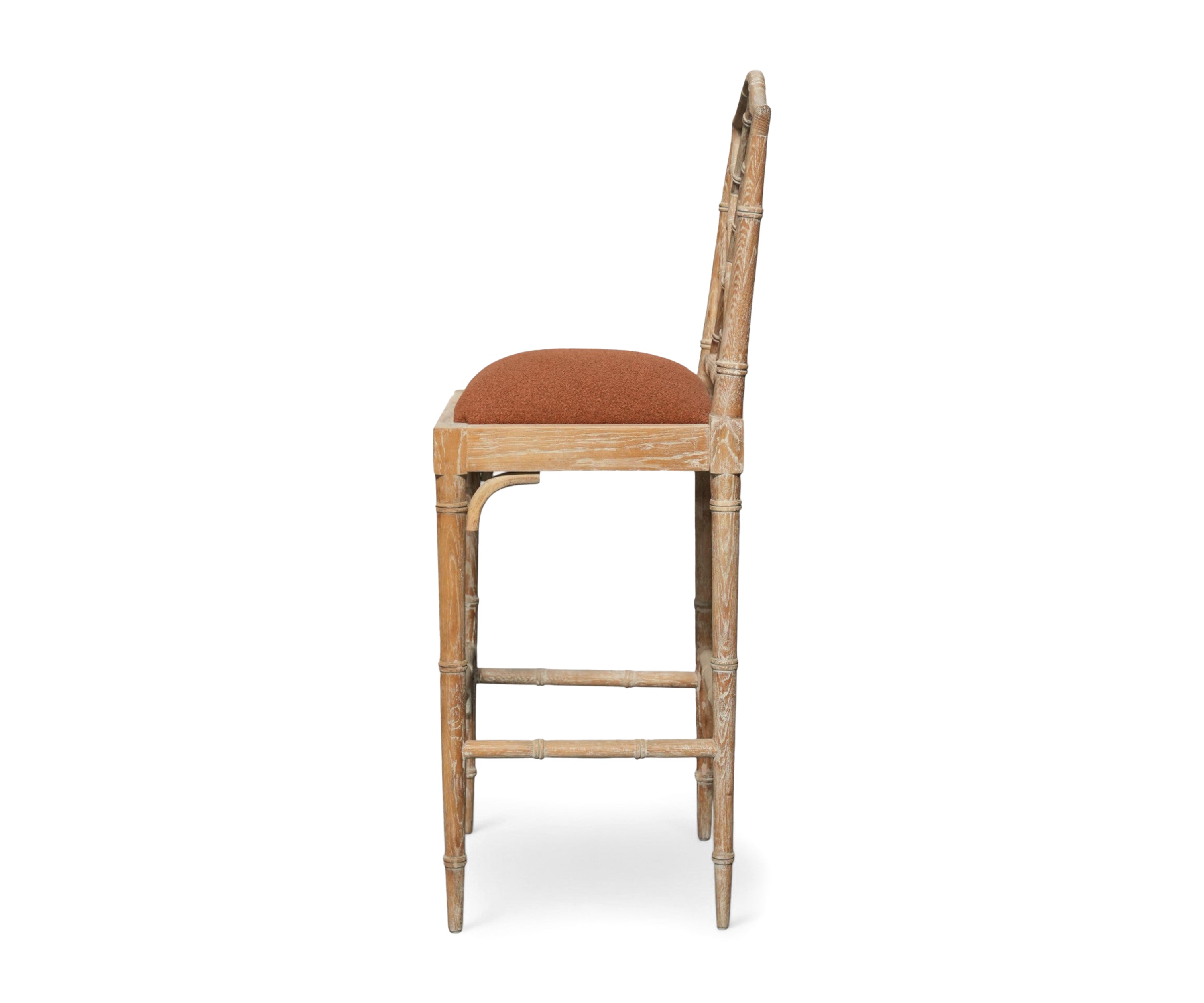 Vintage Bamboo-Style Wooden Bar Stool