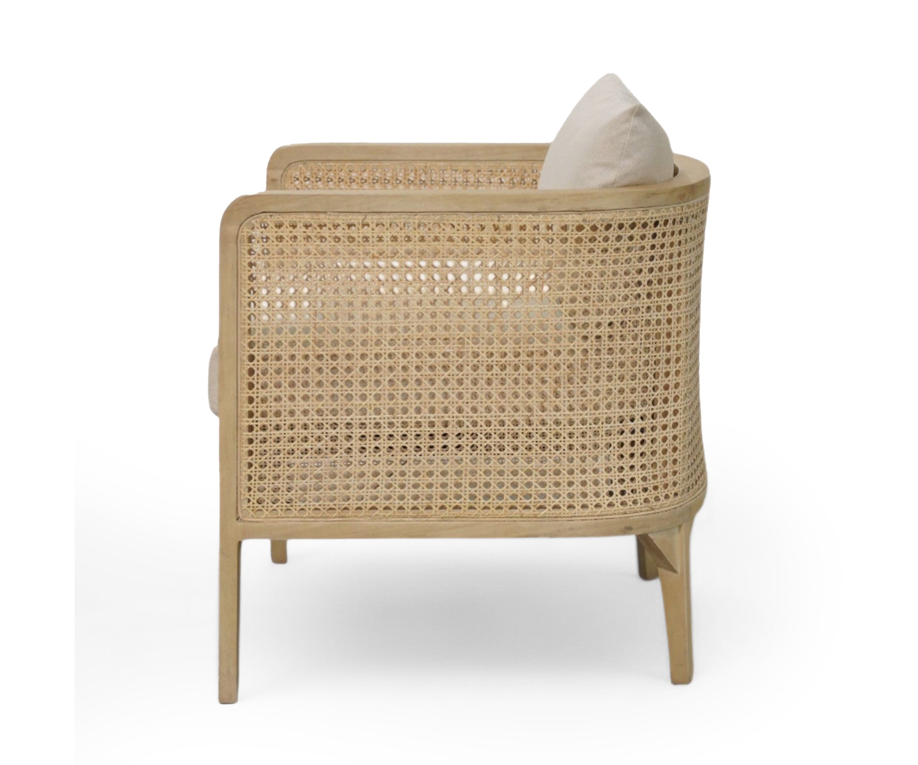 Desert-Toned Cane Armchair in Natural Oak Finish