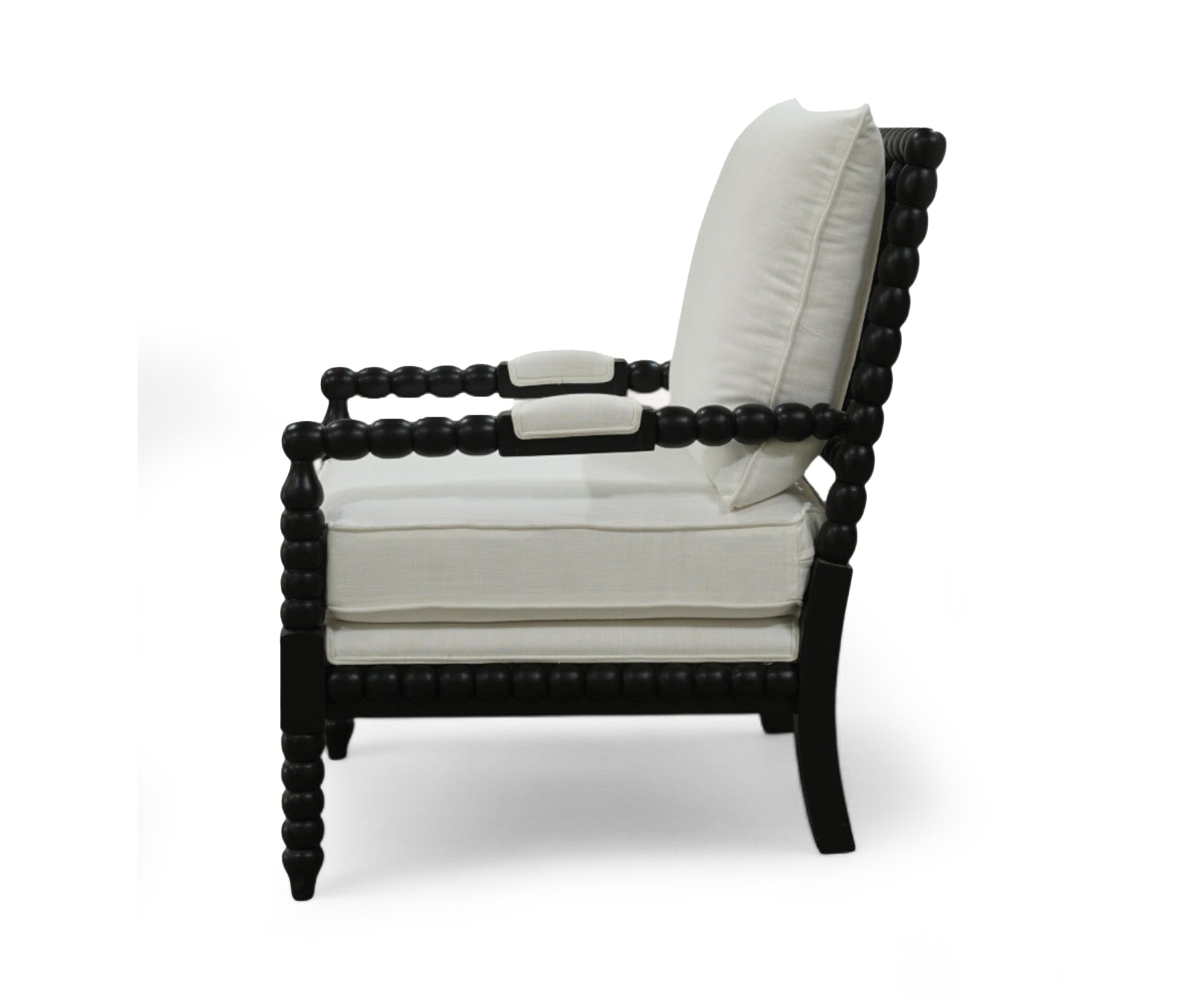 Classical Wooden Lounge Chair in Linen Upholstery