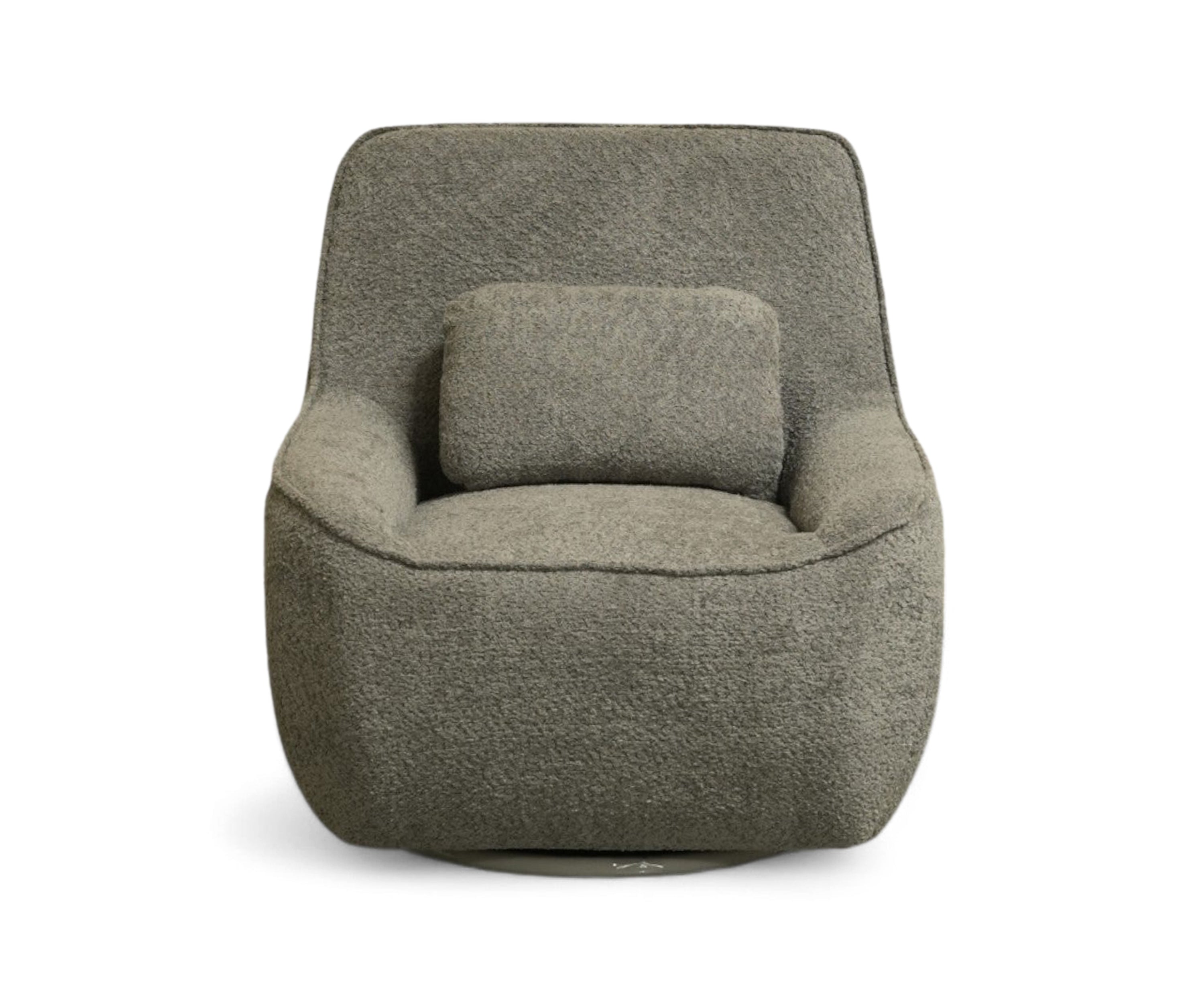 Ashen Bouclé Lounge Chair with Cushion