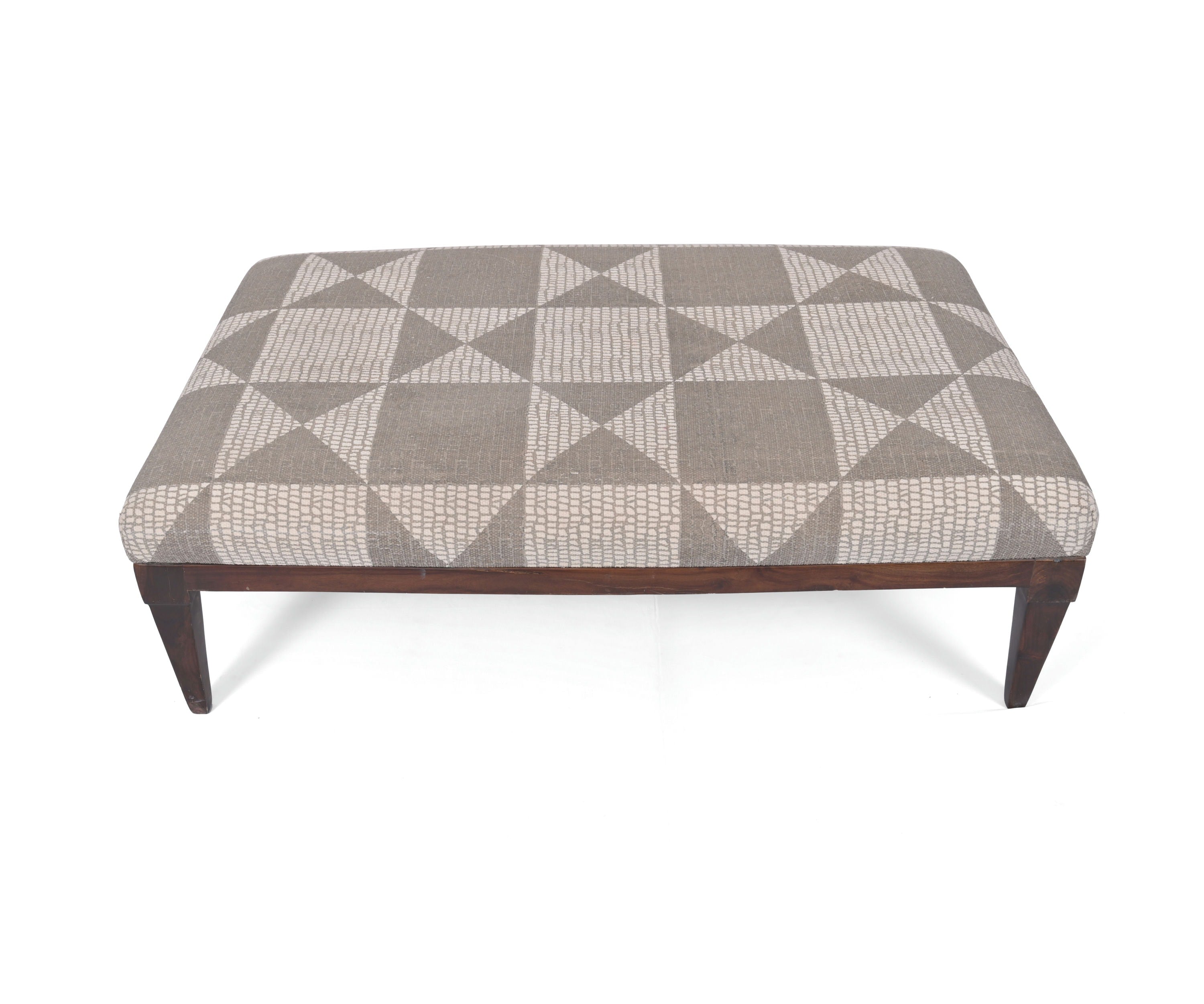 Geometric Printed Wooden Ottoman