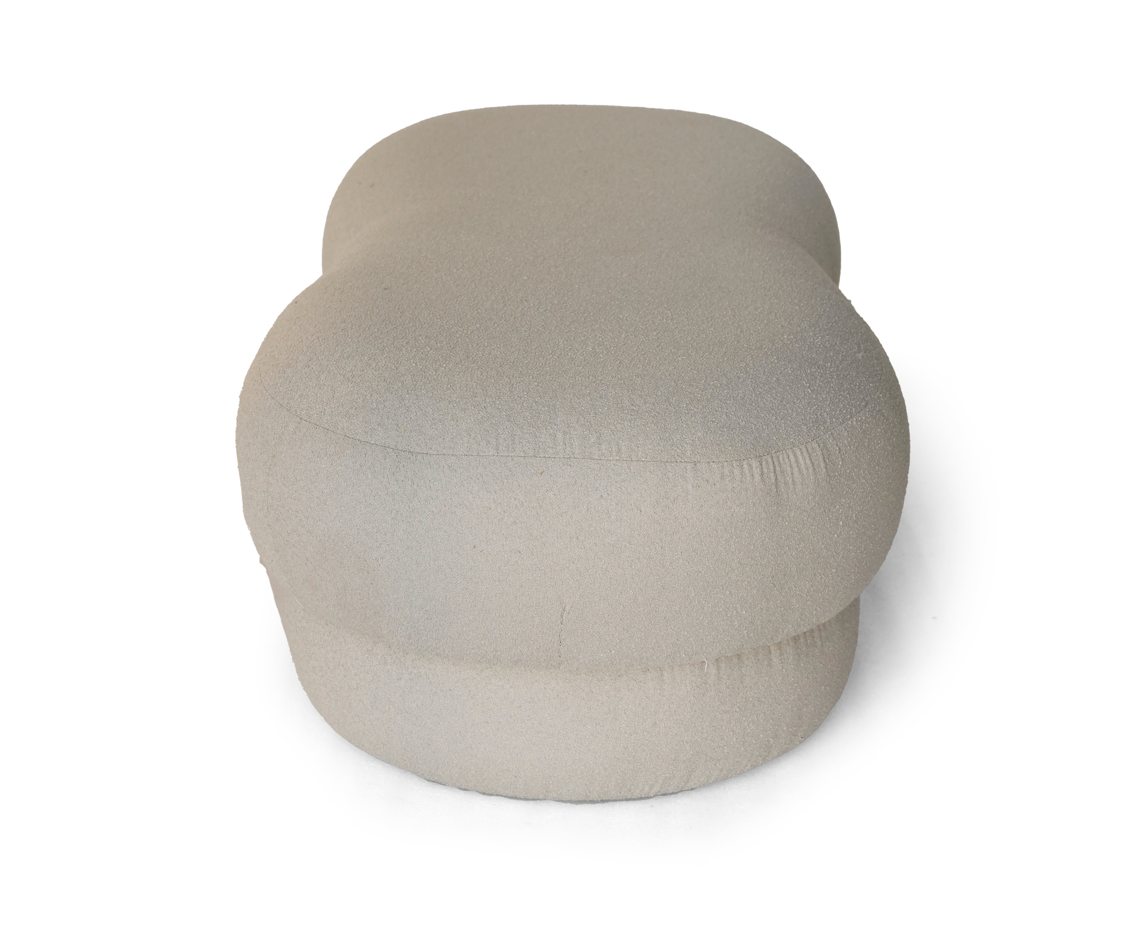Wave Ivory Curved Ottoman