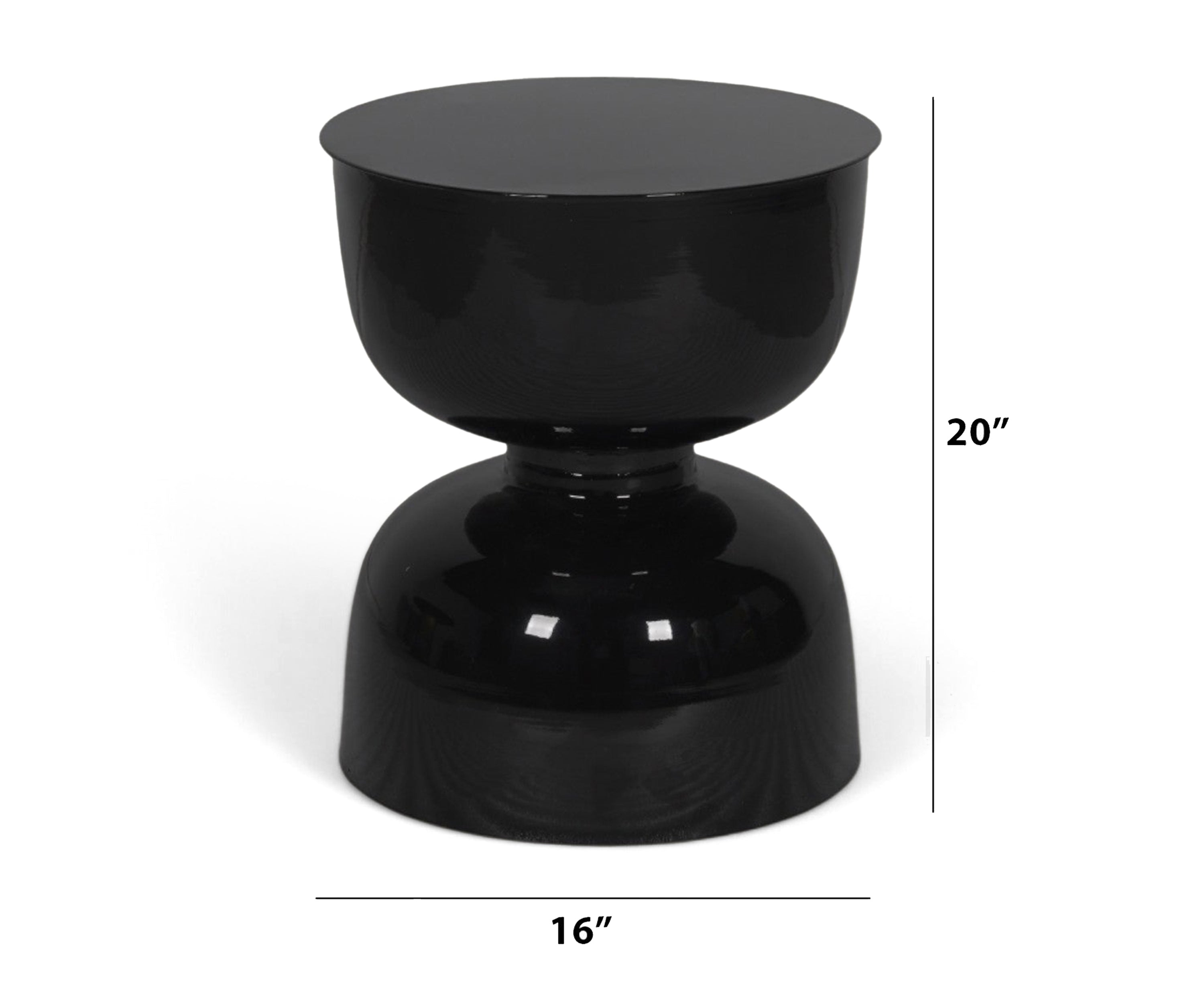Modern Gloss Black Hourglass Side Table